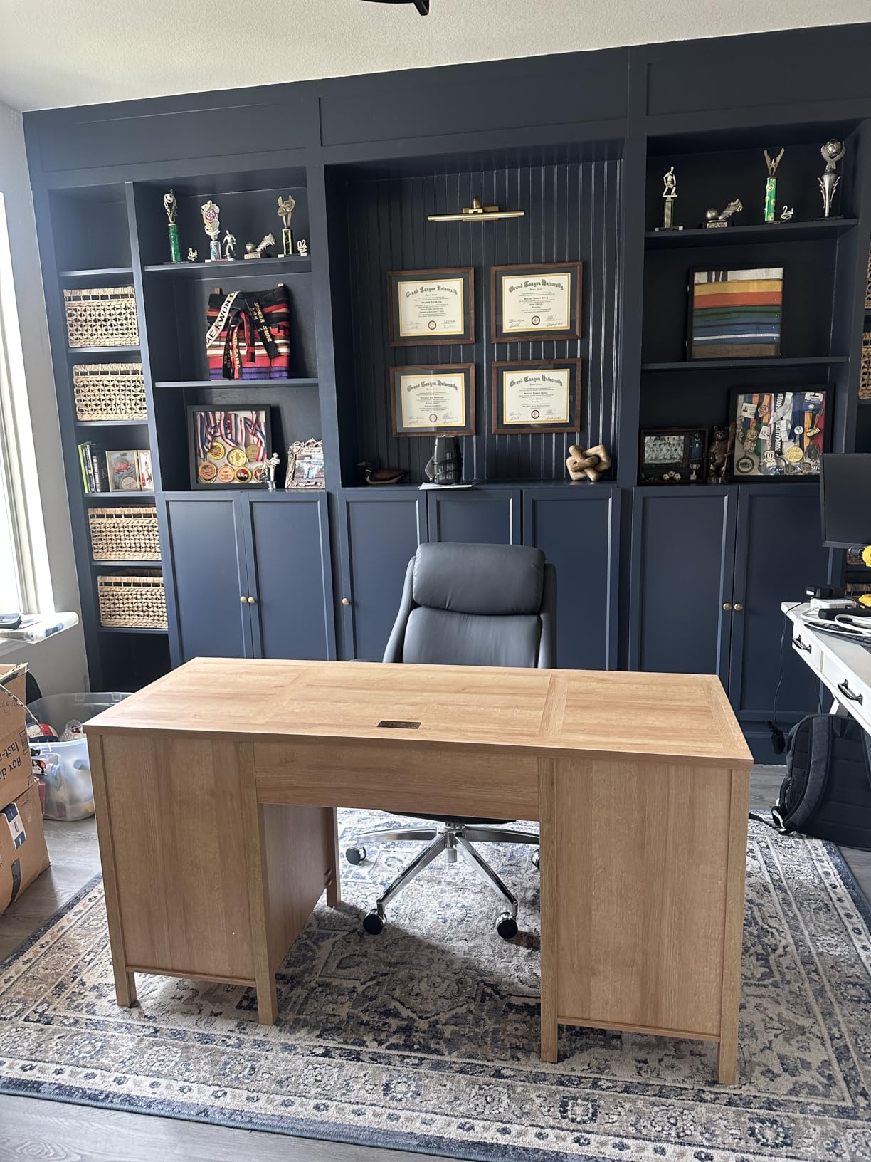 EYYTHUNG Modern Executive Desk with File Drawers Cabinet,59