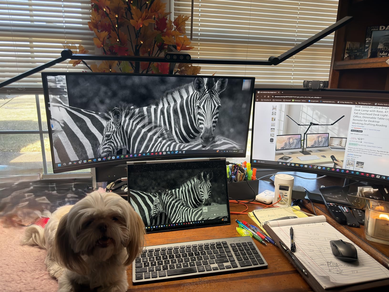 Omorepa 36W 3000LM Ultra Bright Architect Desk Lamp with Base, 47.4Inches Wide Tall Overhead Desk Light for Home Office, Dimmable Table Light with Remote for Desktop Working, Drafting, Reading customer photo 1