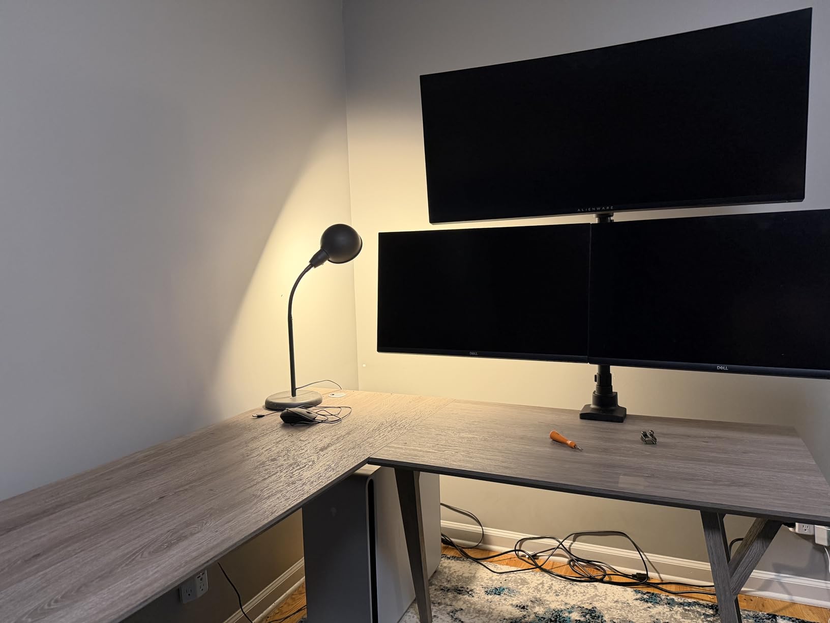 VIVO Pneumatic Arm Quad Ultrawide Monitor Extra Tall Desk Mount for Up to 49 inch Screens Individual Arm Capacity, Max 38 inch Screens for 4 Ultra Wides Up to 44 lbs, Black, STAND-V400D customer photo 2