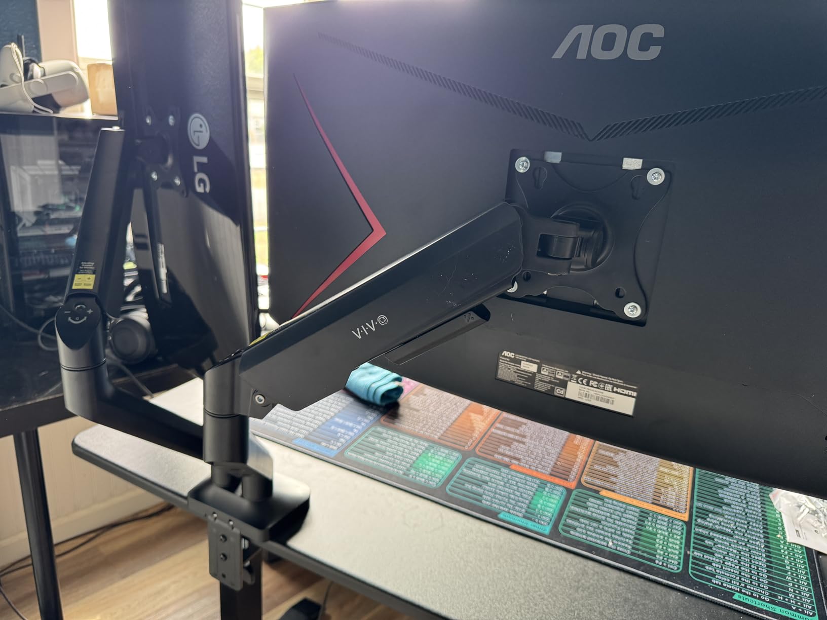 VIVO Heavy Duty Dual Ultra-Wide Monitor Tension Arm, Up to 45 inch Screens, Holds 44 lbs per Arm, Premium Desk Mount Monitor Stand for 2 Ultrawides, Black, STAND-V200V customer photo 1