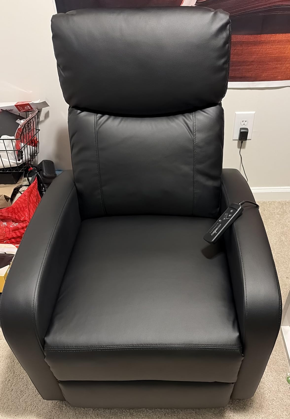 Sweetcrispy Massage Recliner Chair for Adults, Adjustable Home Theater Seating with Lumbar Support for Living Room, Modern Fabric Reclining, Black customer photo 2
