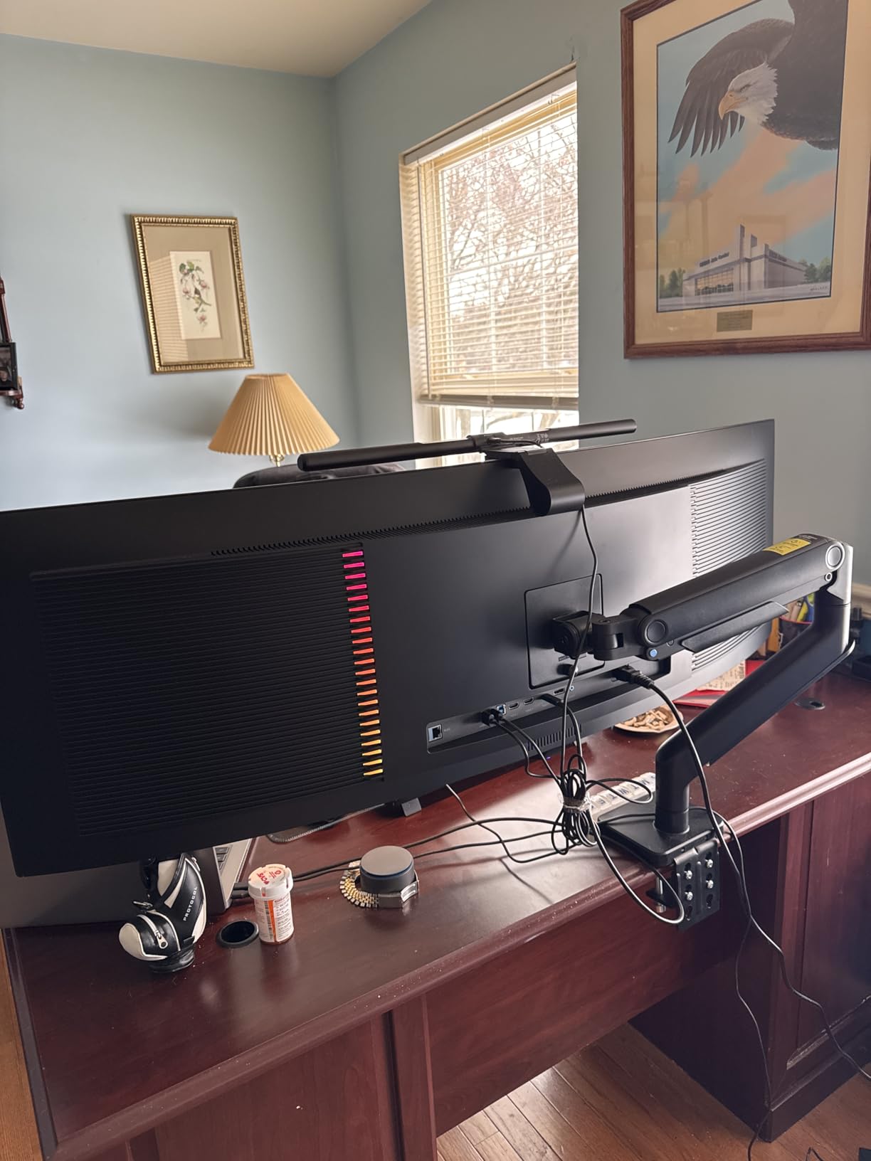 VIVO Heavy Duty Aluminum Ultrawide Monitor Tension Arm for up to 49 inch Screens, Holds 44 lbs, Premium Desk Mount Stand Designed for Samsung Odyssey G9 and More, White, STAND-V101VW customer photo 1