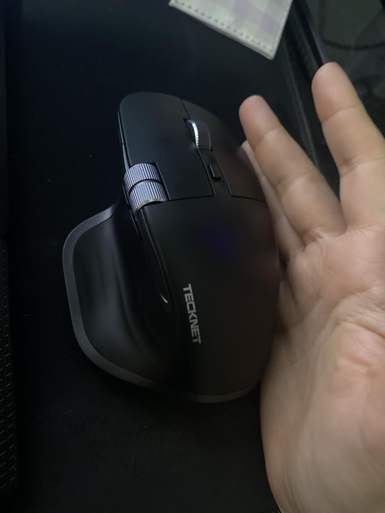 TECKNET Wireless Mouse, Bluetooth Mouse (BT5.3/5.0 & 2.4G) Rechargeable Ergonomic Optical Mouse with 6 Adjustable DPI, Side Scroll, Quiet Clicks, USB A Receiver, 7 Buttons, Wide Compatibility - Black customer photo 2