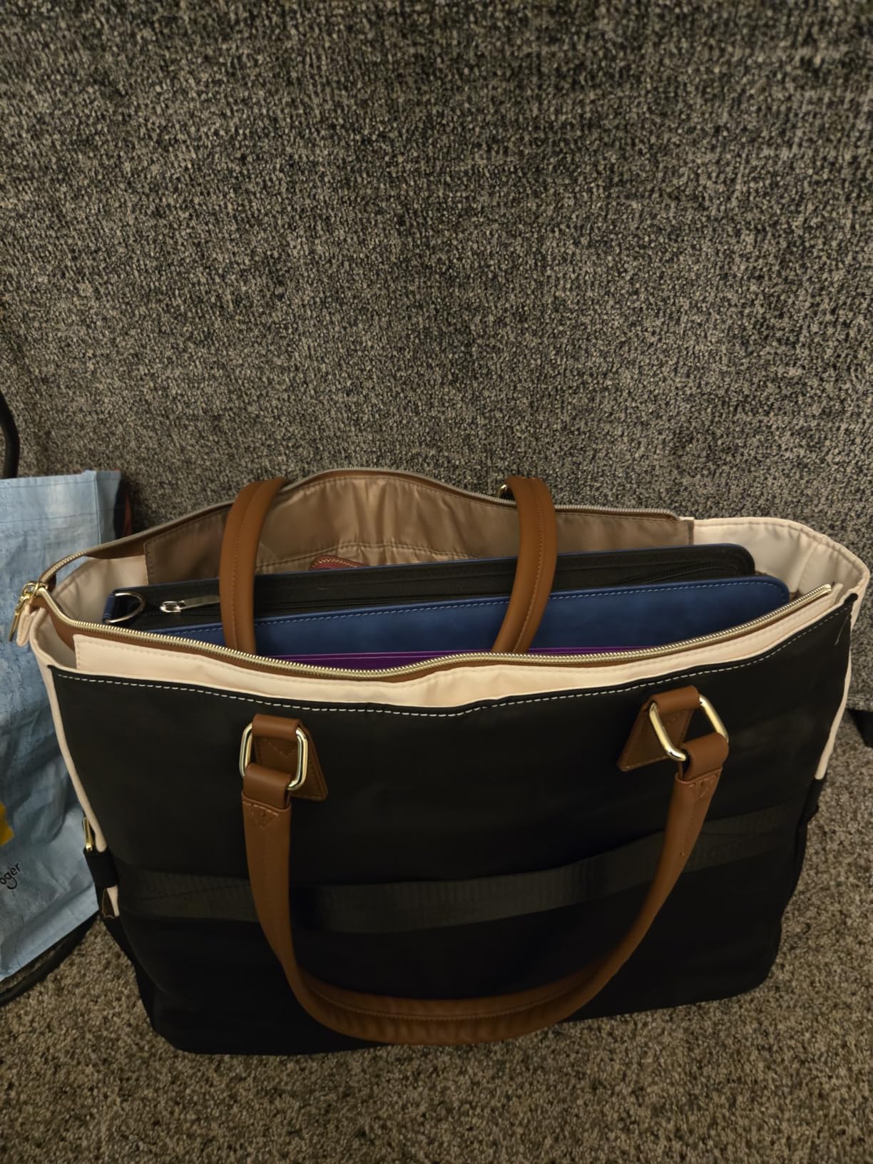 LOVEVOOK Teacher Tote Bag for Women, Work Laptop Bag Gift with Large Cup Holder, Quilted Nurse Bag Diaper Tote with Multi-Pockets, Large Computer Handbag Purse for Bussiness Travel, Office, College customer photo 1