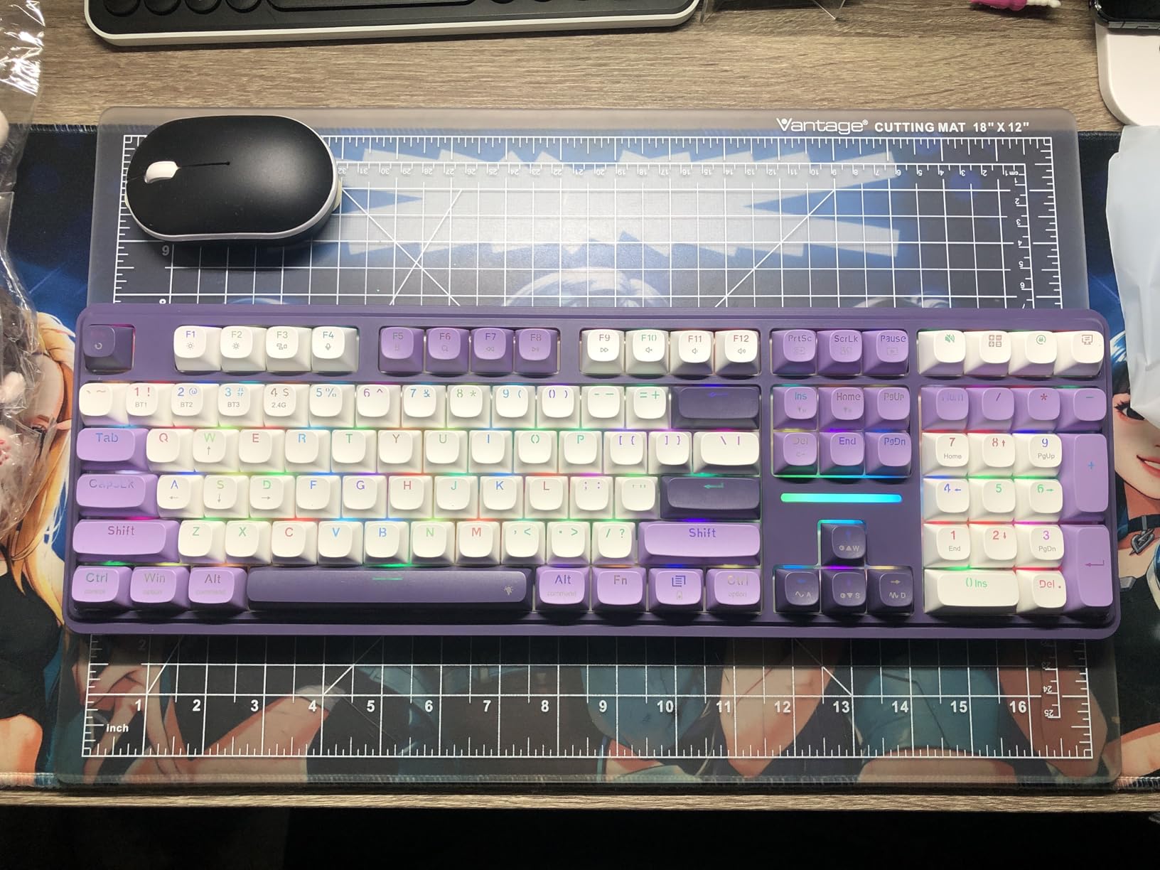 Redragon K745 PRO Wireless Gasket RGB Gaming Keyboard, 108 Keys Mechanical Keyboard w/Extra 4 Hotkeys, Hot-Swap Socket, 5-Layer Noise Dampening, See-Through Round PBT Keycaps, Mint Mambo Switch customer photo 1
