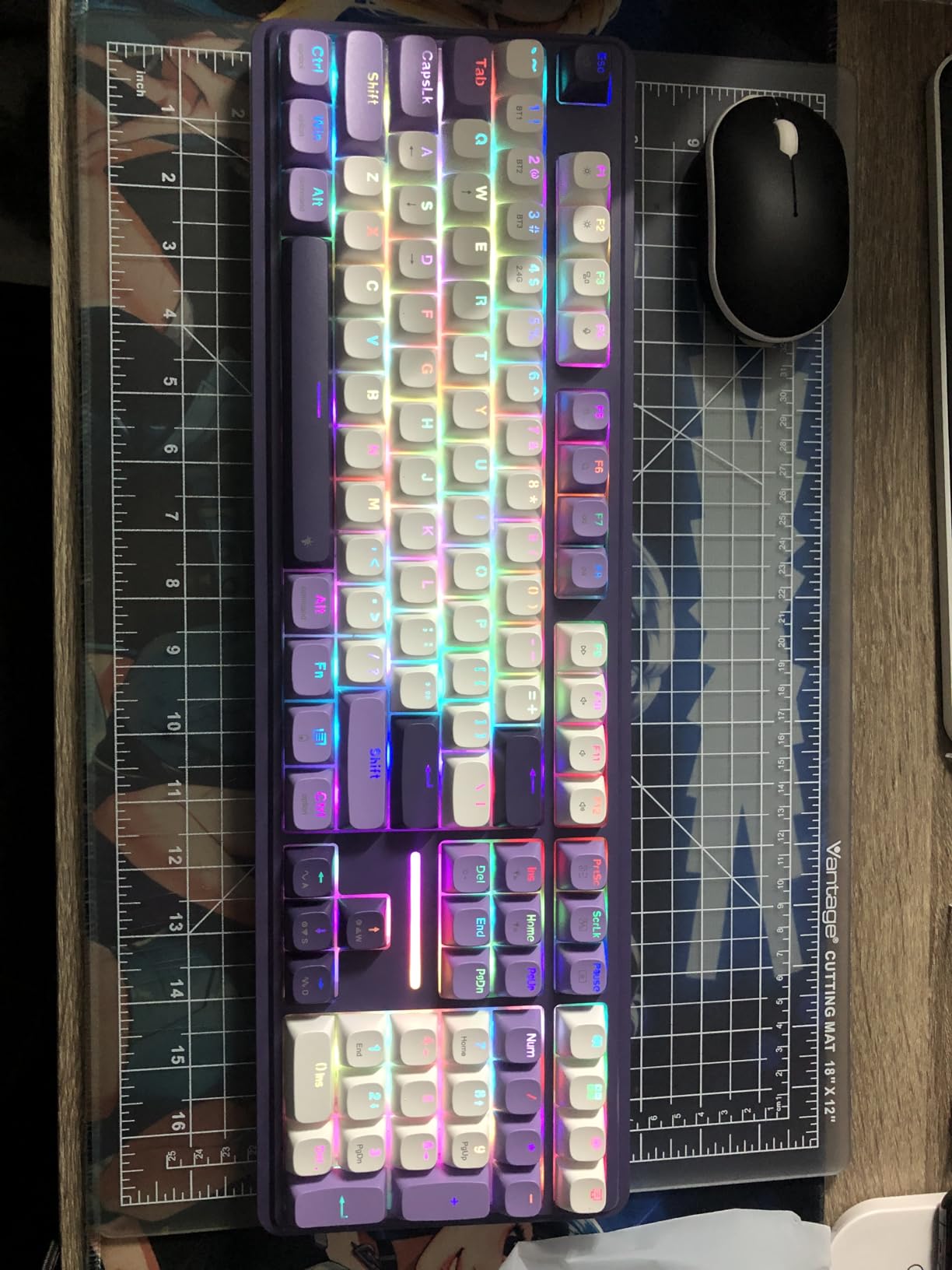 Redragon K745 PRO Wireless Gasket RGB Gaming Keyboard, 108 Keys Mechanical Keyboard w/Extra 4 Hotkeys, Hot-Swap Socket, 5-Layer Noise Dampening, See-Through Round PBT Keycaps, Mint Mambo Switch customer photo 2