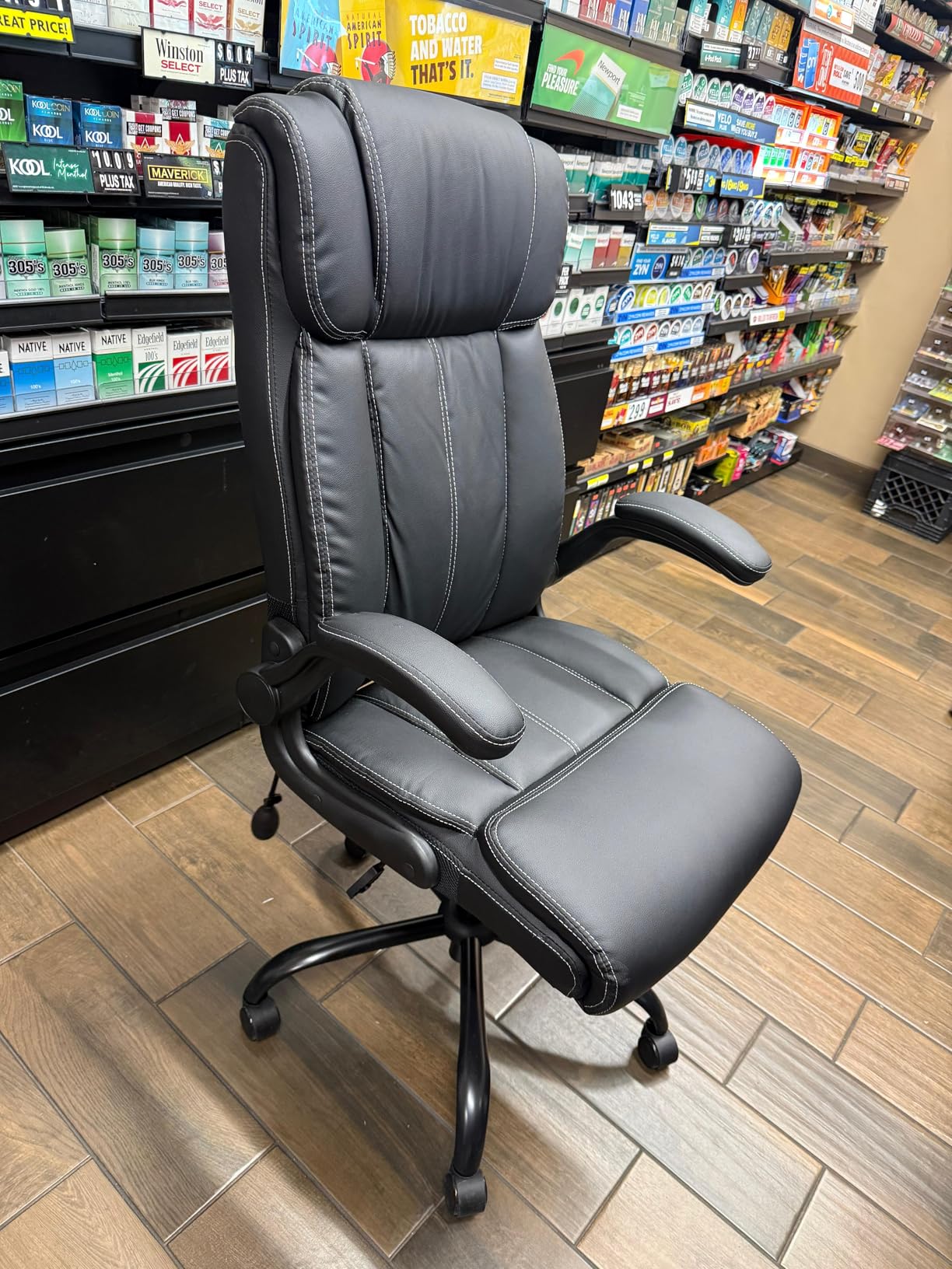 BESTFAIR Ergonomic Office Chair - Desk Computer Chair, Leather High Back Executive Chairs with Adjustable Lumbar Support & Flip Up Arms, Rocking, Black customer photo 1