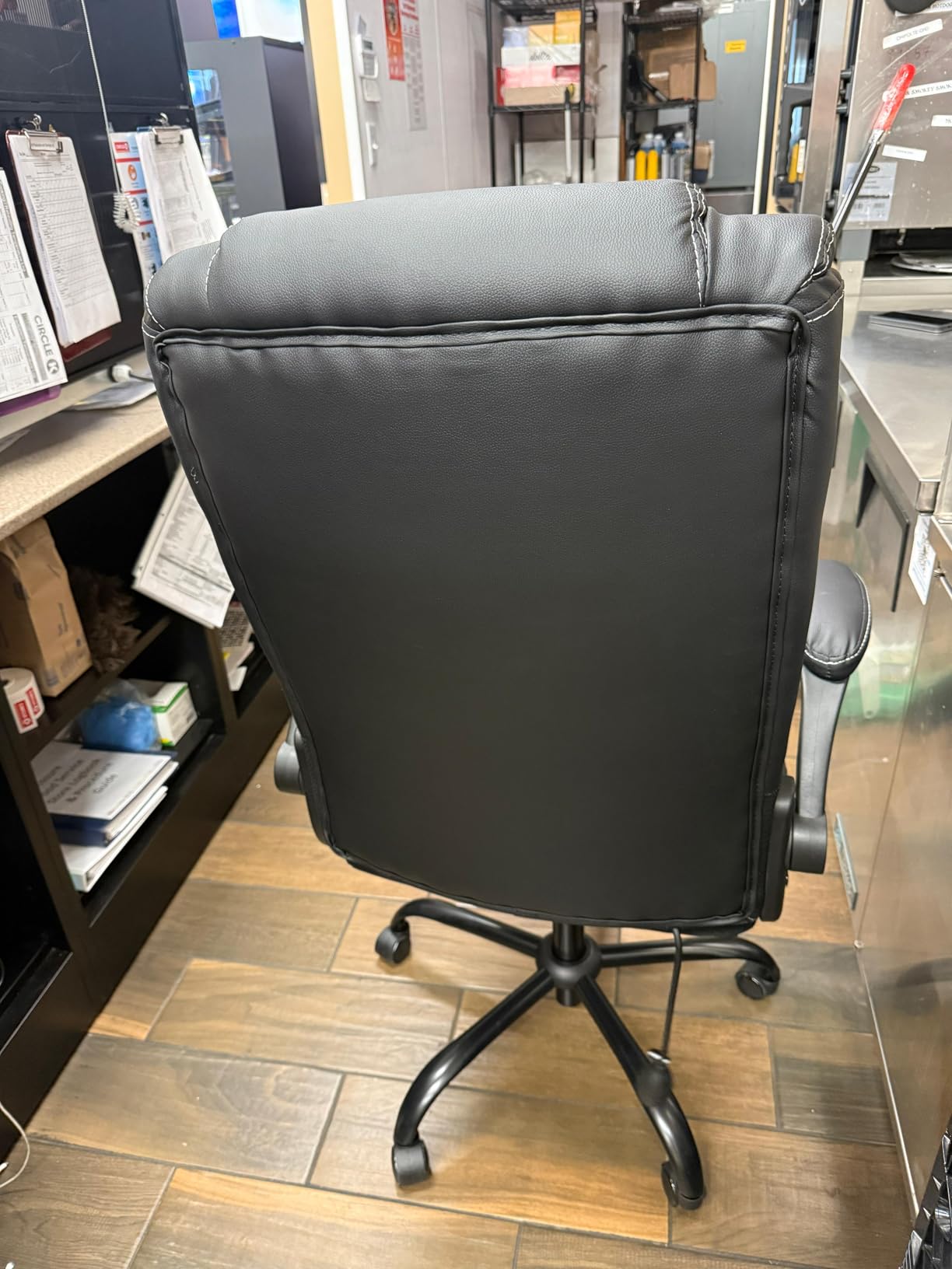 BESTFAIR Ergonomic Office Chair - Desk Computer Chair, Leather High Back Executive Chairs with Adjustable Lumbar Support & Flip Up Arms, Rocking, Black customer photo 2