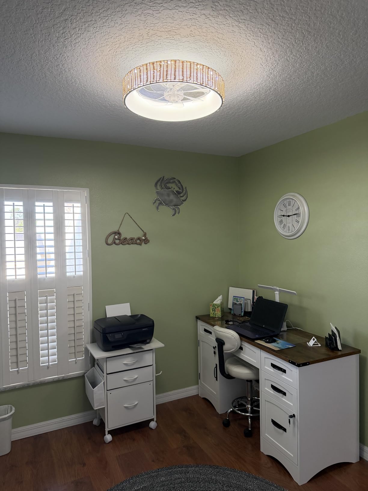 Decofy L Shaped Farmhouse Executive Desk with Drawers, 67