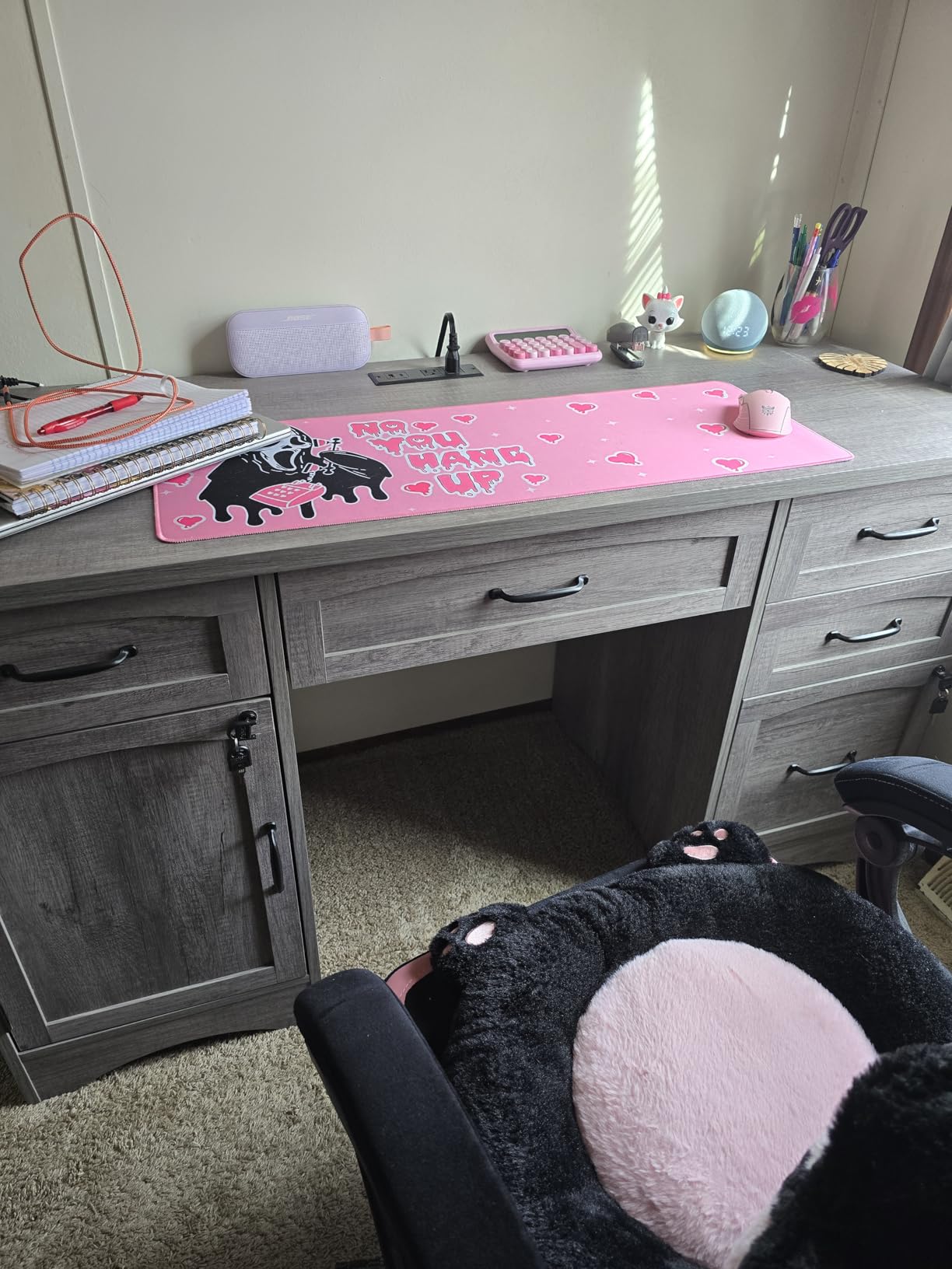 Decofy L Shaped Farmhouse Executive Desk with Drawers, 67