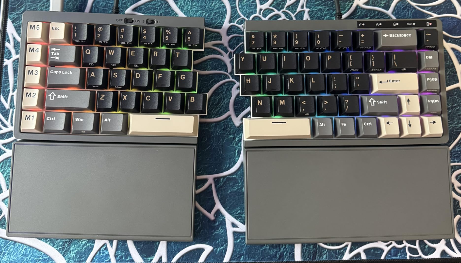 RK ROYAL KLUDGE RKS70 Ergonomic Split Keyboard, Wireless RGB Mechanical Keyboard with Bluetooth/2.4GHz/Wired, 75% Hot Swappable Gaming Keyboards with Fixed Wrist Rest, Pre-lubed Linear Creamy Switches customer photo 2