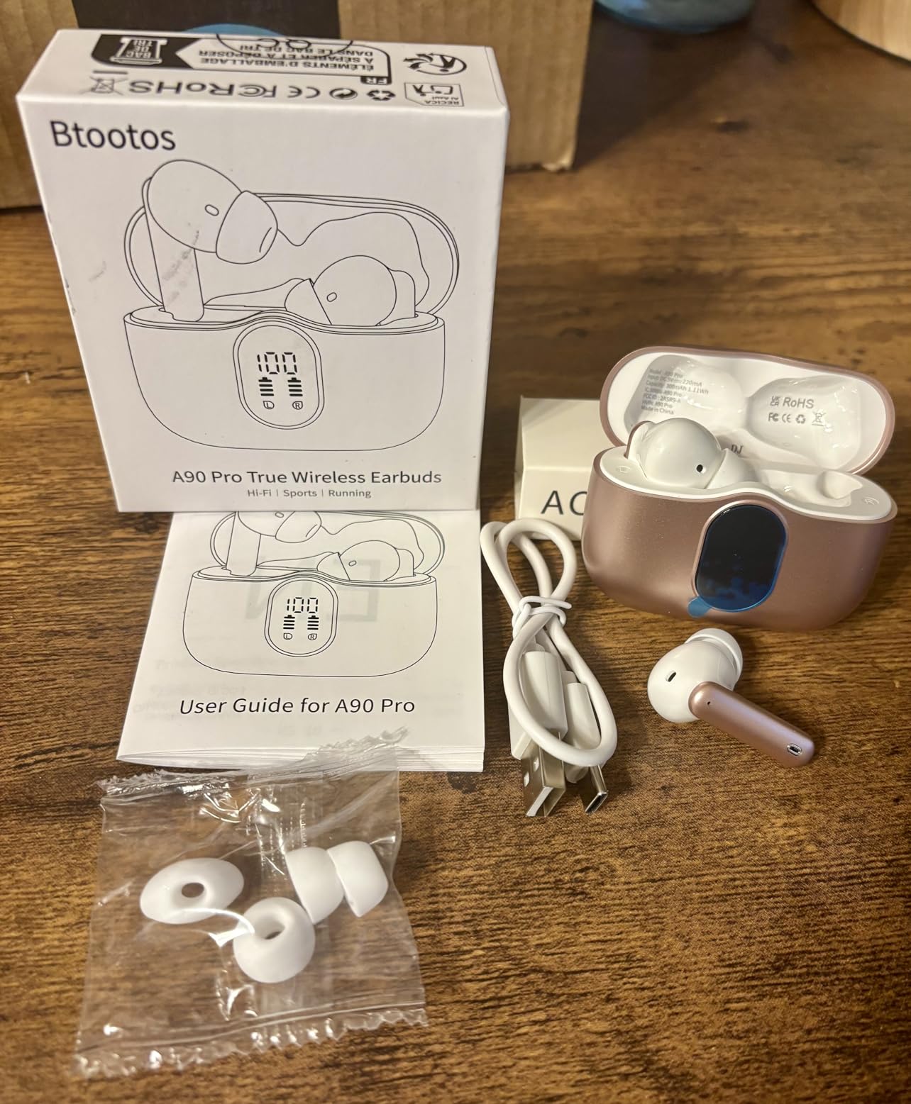 Wireless Earbuds, Bluetooth 5.4 Headphones Bass Stereo, Ear Buds with Noise Cancelling Mic, LED Display in Ear Earphones Clear Calls, IP7 Waterproof Bluetooth Earbuds for Phones/Sports/Laptop, Black customer photo 2