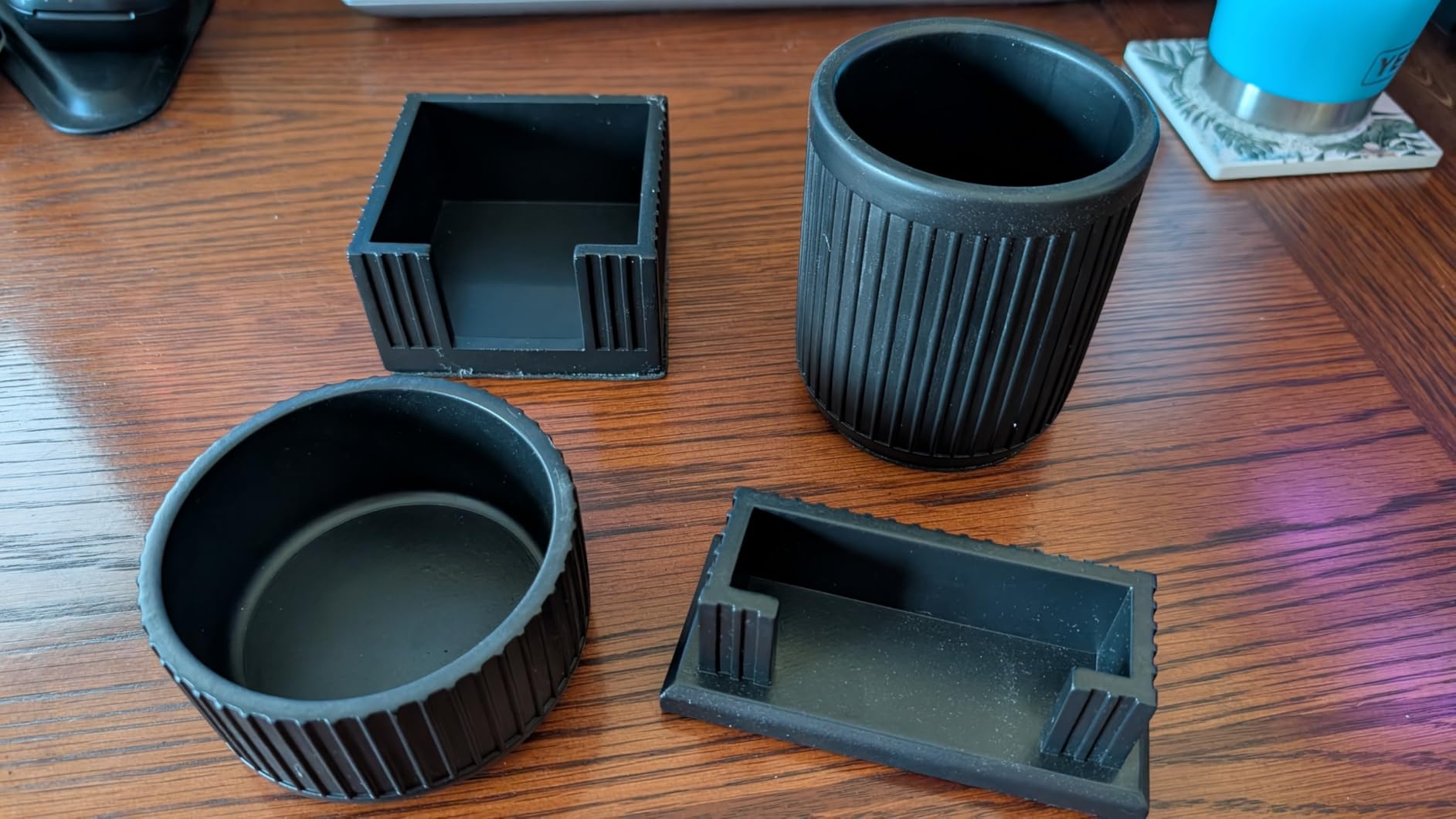 Set of 4 - Concrete Desk Accessories For Modern, Industrial, Minimalist Office Decor- Aesthetic Desk Organizers Accessories For Women or Men- Pen, Business Card Holder & Sticky Note, Paper Clip Holder customer photo 1