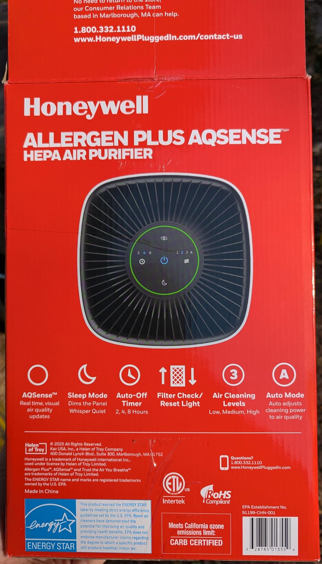 Honeywell Allergen Plus Compact HEPA Small Room Air Purifiers for Home, Up to 530 Feet² Coverage, 3-in-1 Filter, Pet Dander, Smoke & Odor Reducer Air Quality Sensor with Auto Mode, Grey, HPA125V customer photo 2