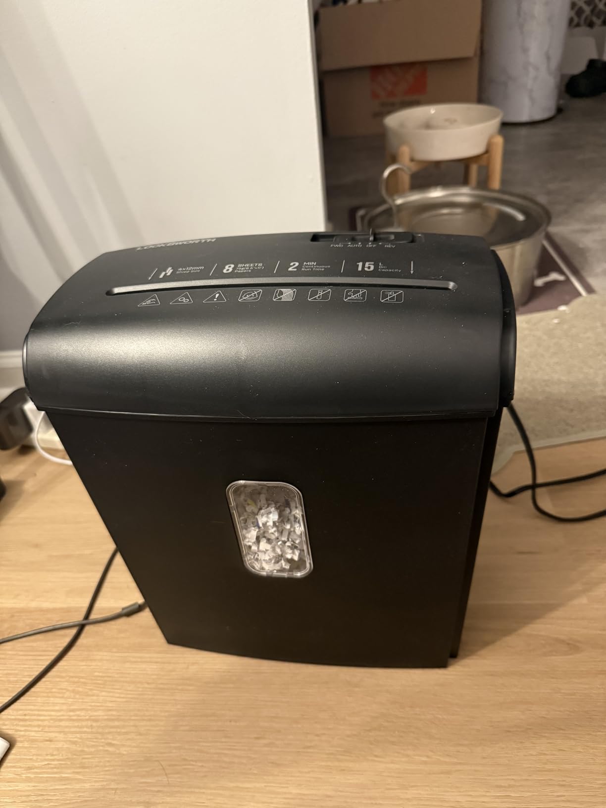 Locksworth 8-Sheet Micro-Cut Paper Shredder, P4 High Security, 4 Gallon Bin, 2-Minute Continuous Run, Home & Small Office Use customer photo 2