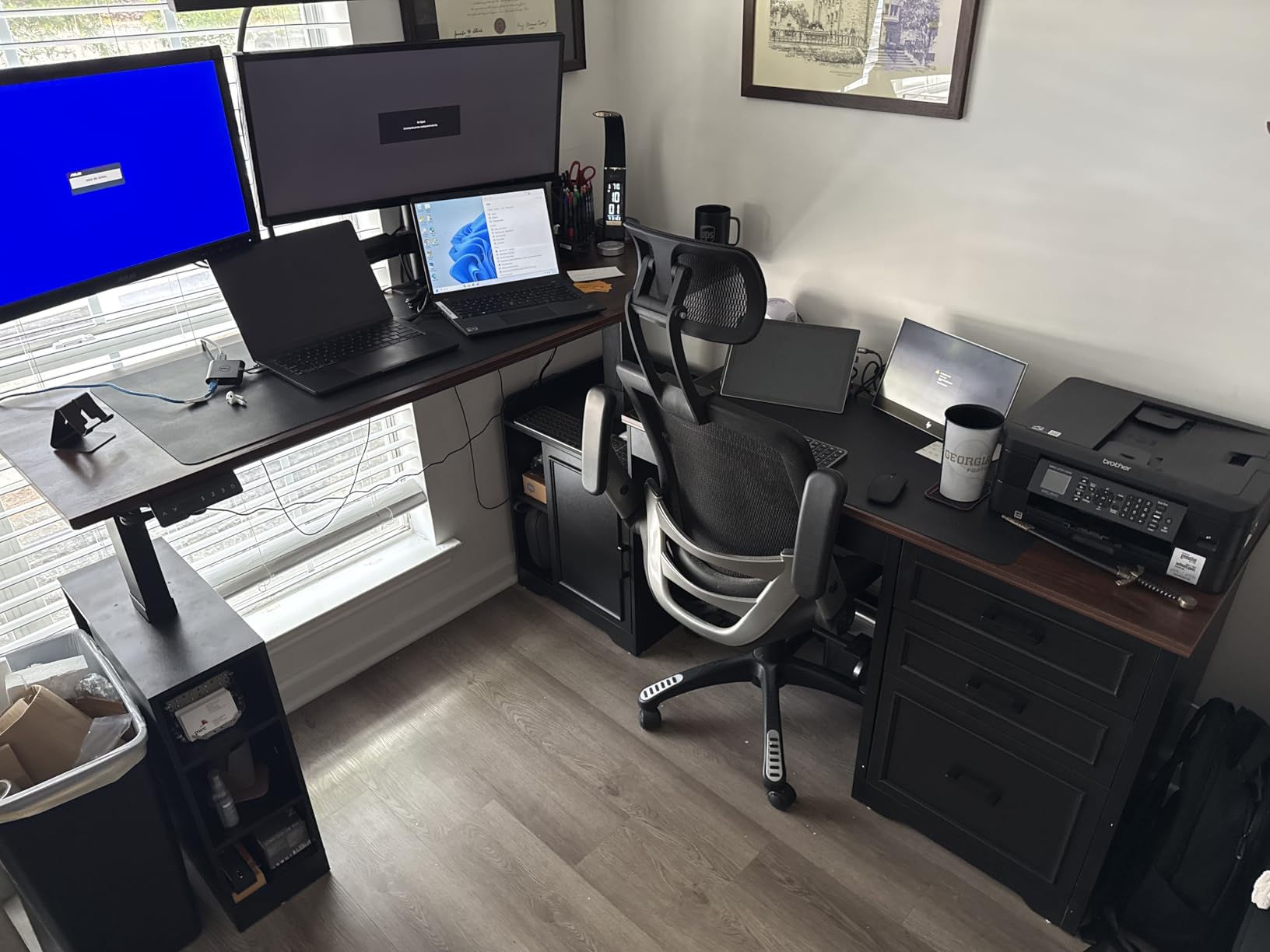 SEDETA Farmhouse L Shaped Electric Standing Desk, 63