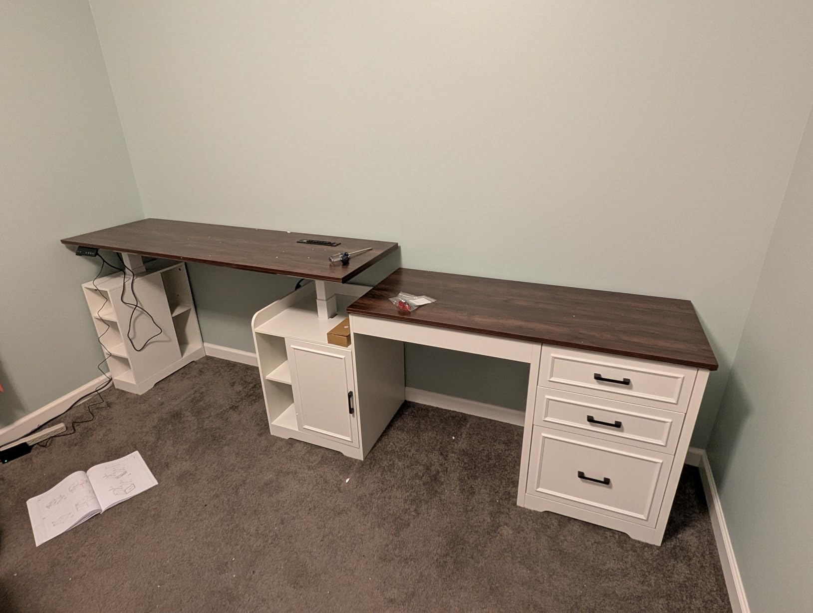 SEDETA Farmhouse L Shaped Electric Standing Desk, 63