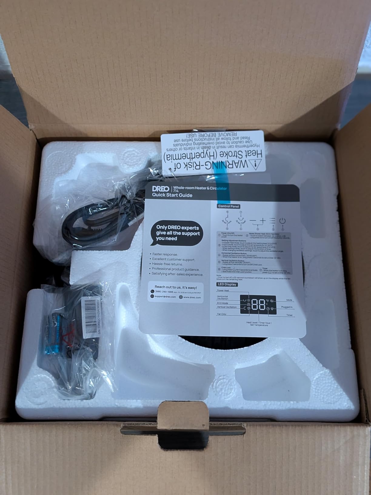 DREO Whole Room Heater 714, 60° Vertical & 90° Horizontal 3D Oscillating Heating, 12 ft/s Long-Range Circulator, 3 Heat & 3 Fan Settings, Space Heaters for Indoor Use, Bedroom, Office, Black customer photo 2