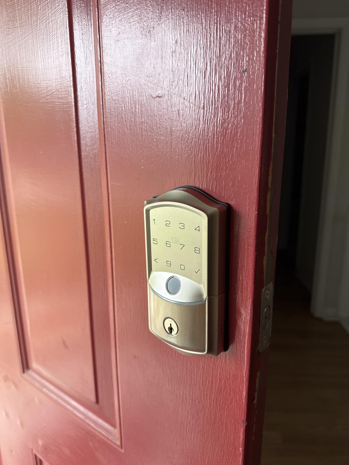 Veise VE027 Built-in Wi-Fi Smart Lock, Fingerprint Keyless Entry Front Door Lock, App Remote & Voice Control, No Hub Needed, Touchscreen Keypad Deadbolt, IP65 Waterproof, BHMA Grade 3, Satin Nickel customer photo 1