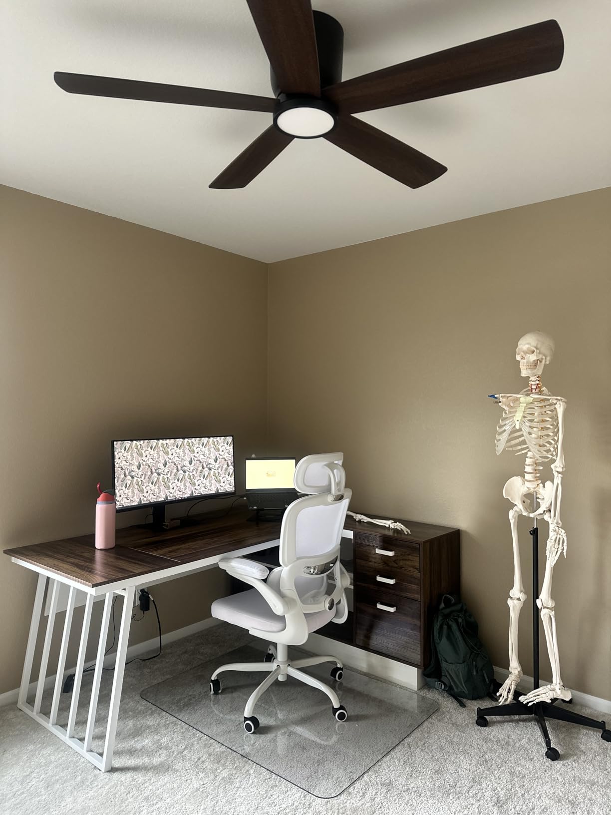 Tribesigns 71-Inch Executive Desk, L-Shaped Desk with Cabinet, Large Office Desk with Drawers and Storage Shelves, Writing Table Computer Desk for Home Office, Oak and Black customer photo 1