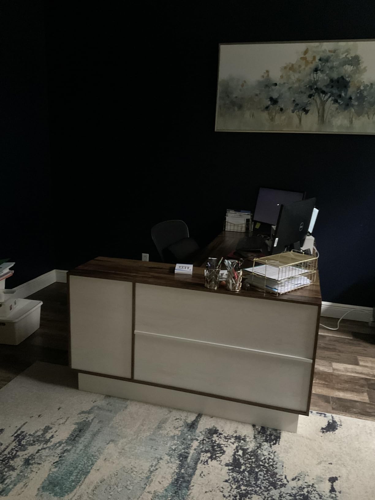 Tribesigns 71-Inch Executive Desk, L-Shaped Desk with Cabinet, Large Office Desk with Drawers and Storage Shelves, Writing Table Computer Desk for Home Office, Oak and Black customer photo 2