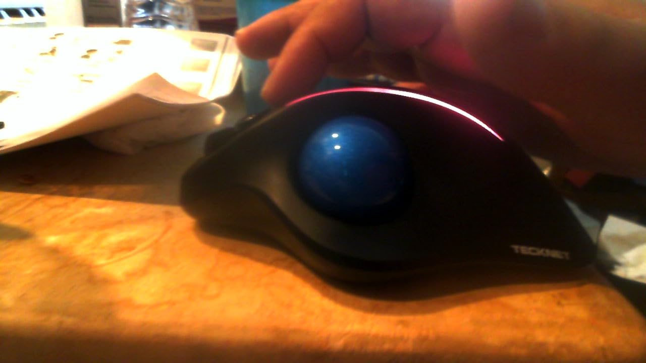 TECKNET Pro Wireless Trackball Mouse, Bluetooth Mouse with Ergonomic Thumb Control, USB-C Rechargeable, RGB Light Mice with Adjustable DPI, 3-Device Connectivity (BT or 2.4G), for PC/Mac/Laptop - Black customer photo 1