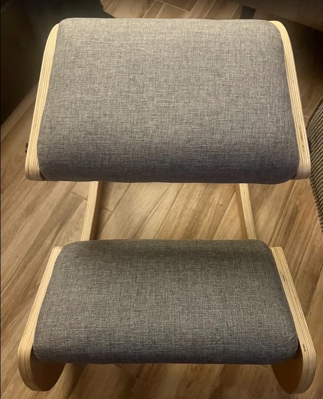 Ergonomic Kneeling Chair with Wooden Frame - Adjustable Height Office Chair with Soft Padding for Back Pain Relief, Posture Correcting Home & Office Desk Chair Wood customer photo 1