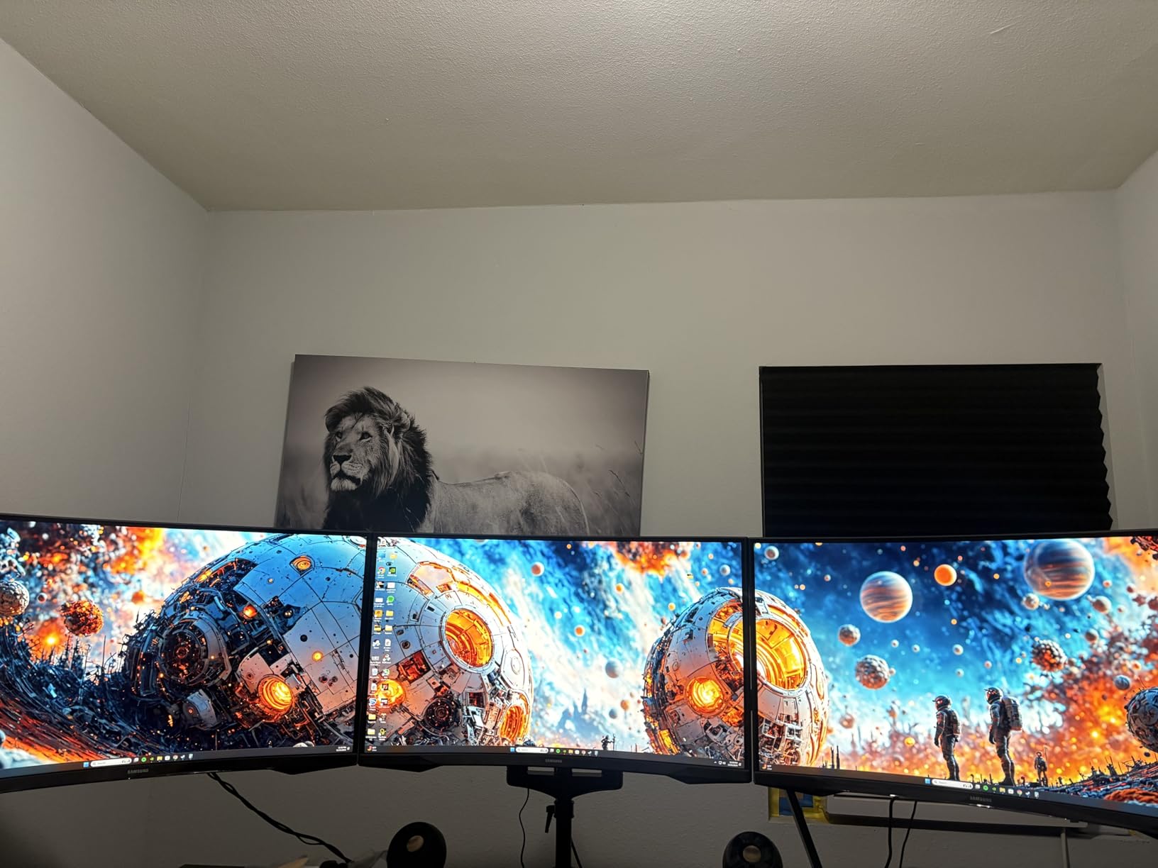 VIVO Quad Pneumatic Monitor Mount for 4 Screens up to 32 inches, Fully Adjustable, Heavy Duty Desk Stand with C-Clamp, Black, STAND-V400G customer photo 1