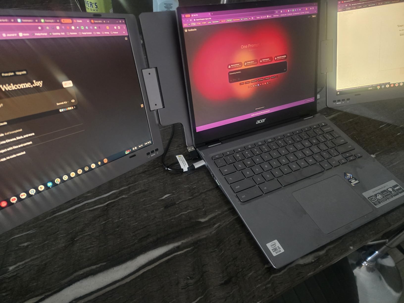 Triple Screen Laptop Monitor Extender, Quad Monitor 15.6