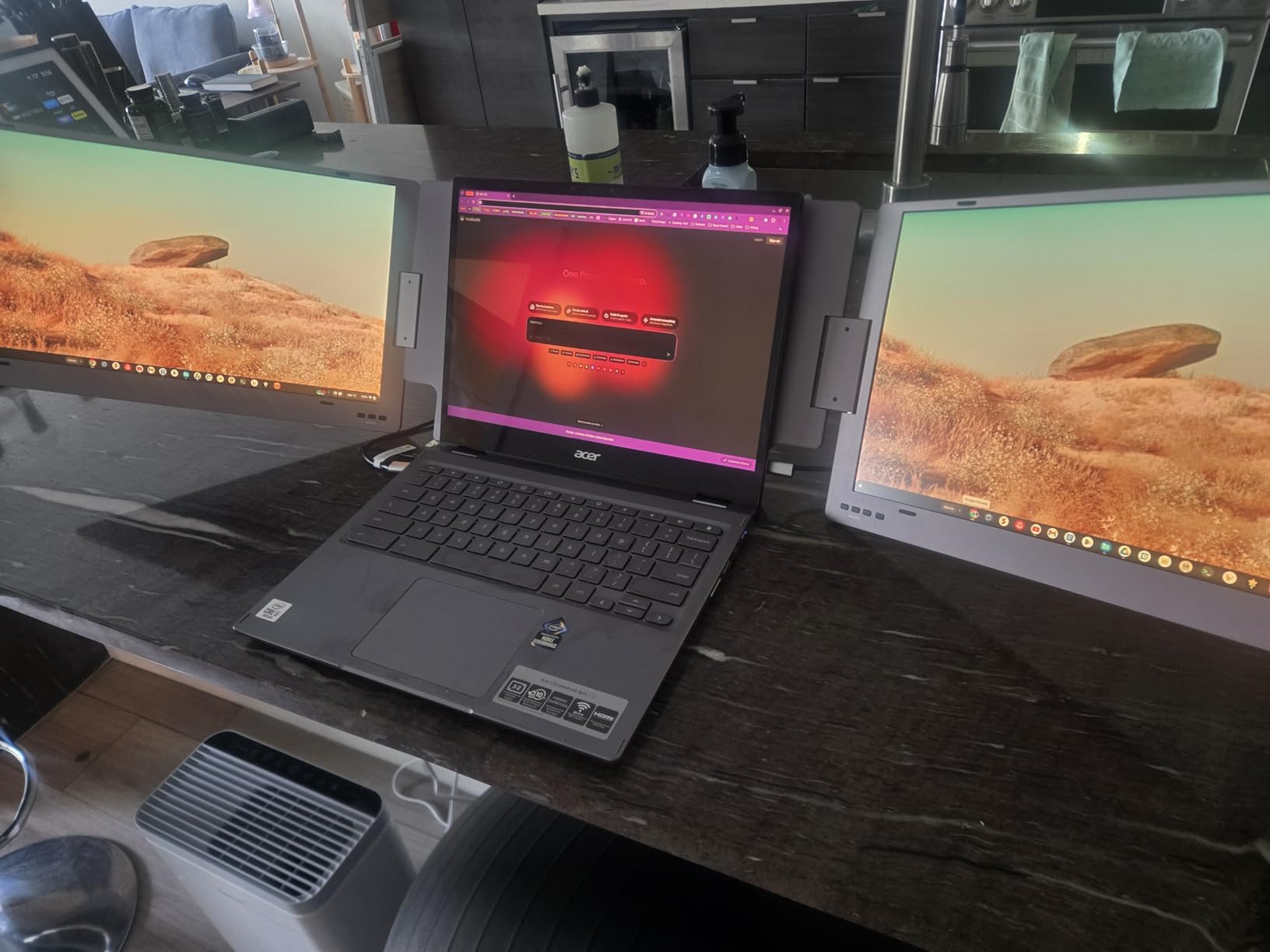 Triple Screen Laptop Monitor Extender, Quad Monitor 15.6