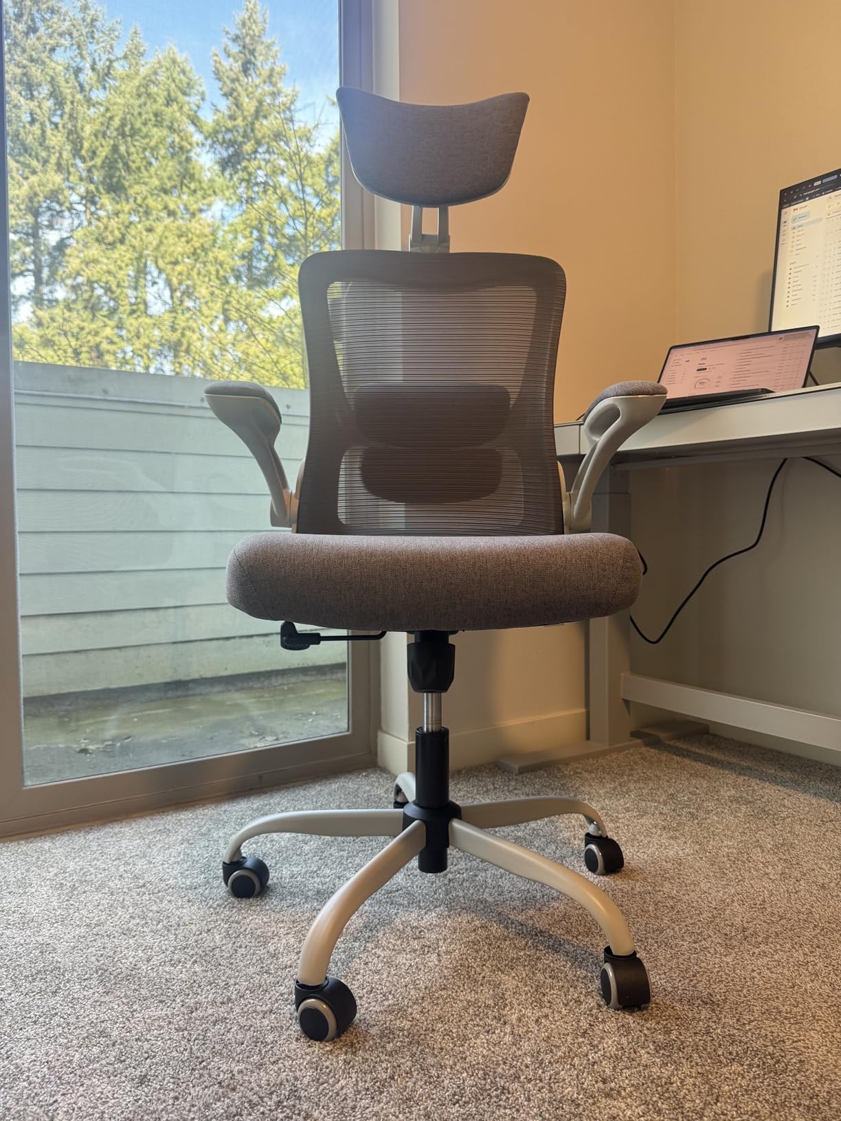 Ergonomic Office Chair, High Back Mesh Desk Chair with Adjustable Lumbar Support & Headrest, Flip-up Armrest, Computer Task Chairs for Home and Executive Office (B-Black) customer photo 2