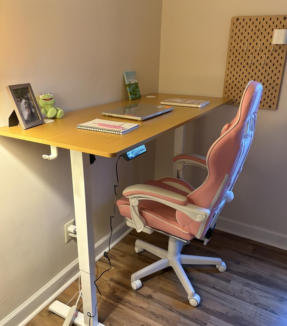 DUMOS 48 Inch Electric Standing Desk Height Adjustable, Sit to Stand Up Computer Workstations Work PC Table Home Office Study Writing Gaming Desks with Memory Presets for Walking Pad, Bedroom, Rustic customer photo 2