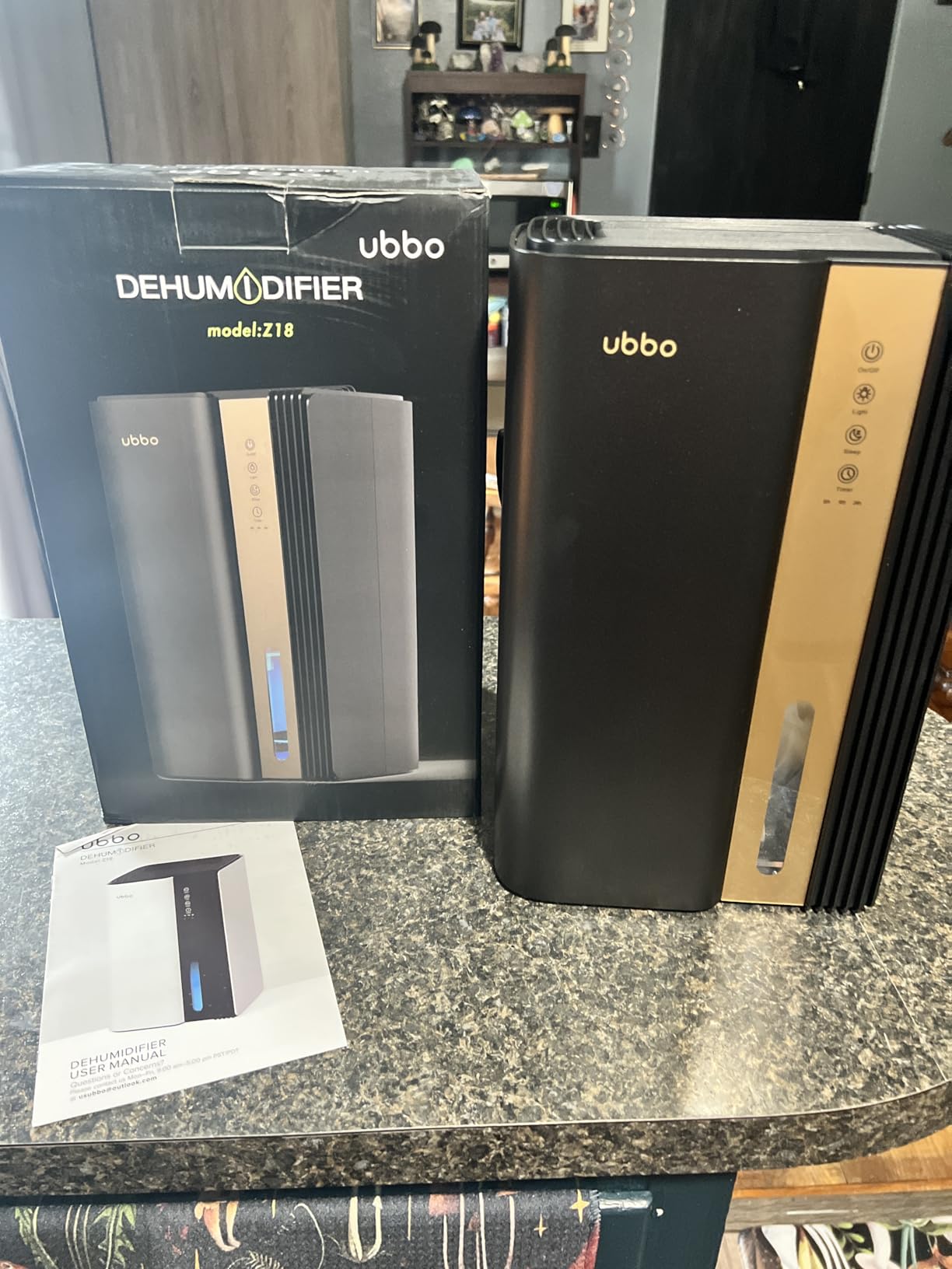 UBBO 95oz Dehumidifiers for Home, 1000 Sq.Ft Dehumidifier with Drain Hose - Auto Shut Off, Timer, Sleep Mode & Drain Hose - 7 Color Light for Bedroom, Bathroom, RV - Black customer photo 1