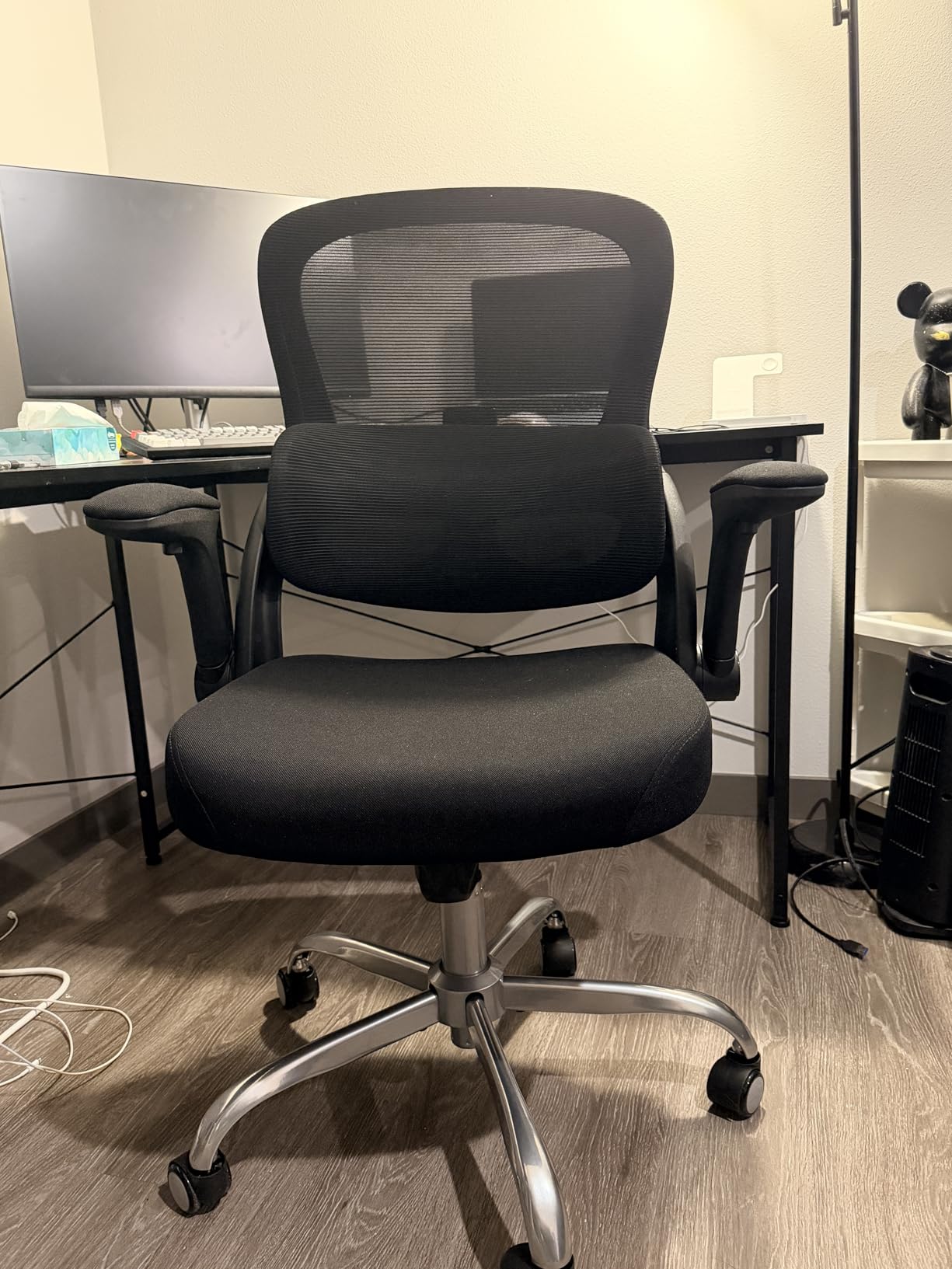 Office Chair Ergonomic Desk Chair Comfy: 400LBS Mesh Computer Chair Ergonomic Gaming Chairs with Wheels Adjustable Lumbar Support and Flip up Armrest-Swivel Executive Chairs Long Hours(Full Black) customer photo 1