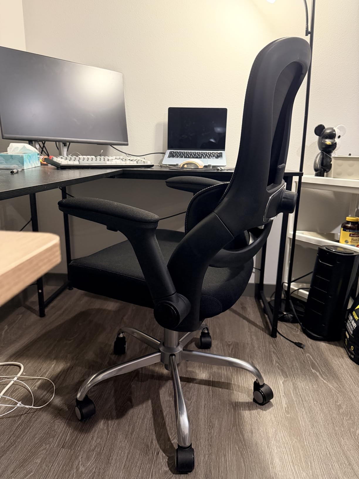 Office Chair Ergonomic Desk Chair Comfy: 400LBS Mesh Computer Chair Ergonomic Gaming Chairs with Wheels Adjustable Lumbar Support and Flip up Armrest-Swivel Executive Chairs Long Hours(Full Black) customer photo 2