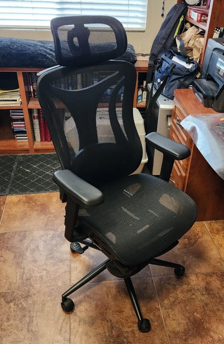 CYKOV Ergonomic Office Chair with Footrest - Adjustable Lumbar Support & Headrest, 90-160° Reclining Mesh Back Computer Chair - Home Office/Gaming, 350lbs Capacity (B-Black, Mesh) customer photo 1