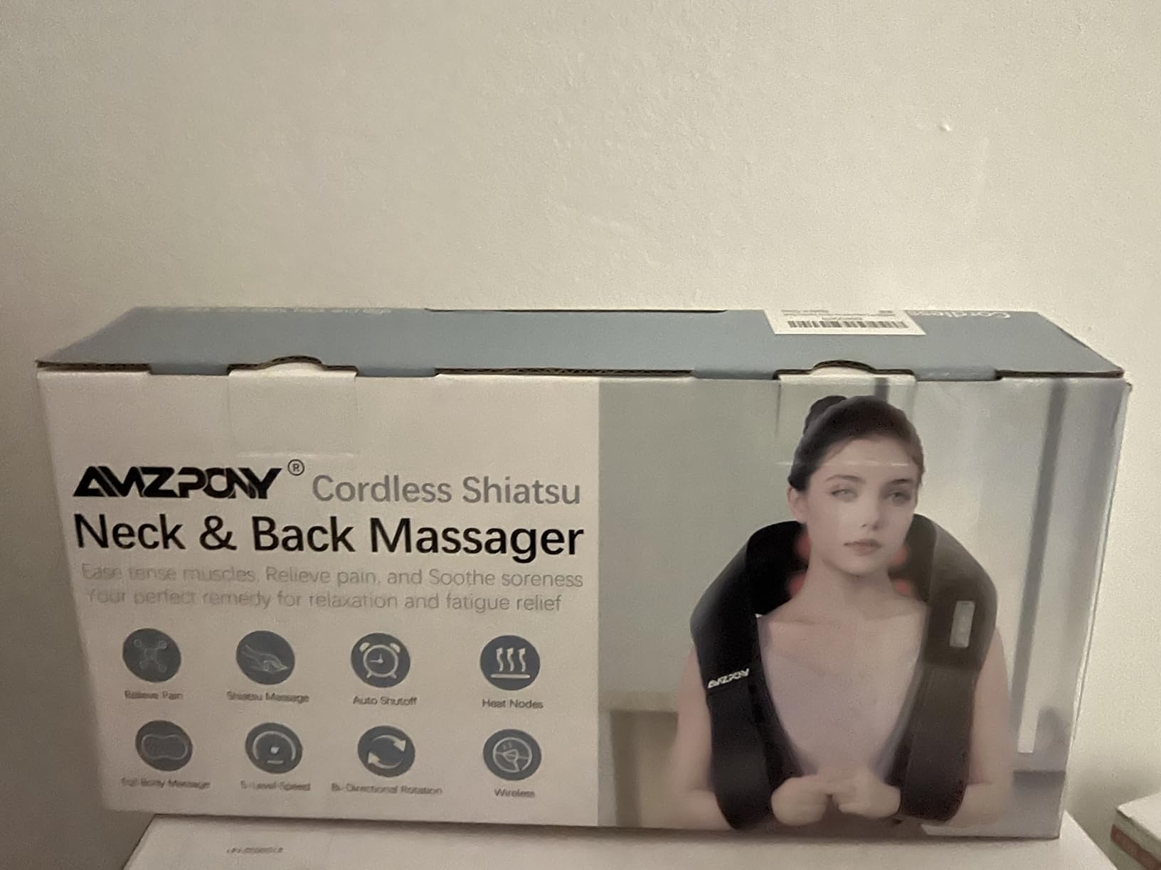 AMZPONY® Cordless Neck Massager for Pain Relief Deep Tissue, Rechargeable Shiatsu Neck and Back Massager with Heat Kneading Shoulder Massage for Body Muscle Pain Relief,Gifts for Mom Dad Friends customer photo 1