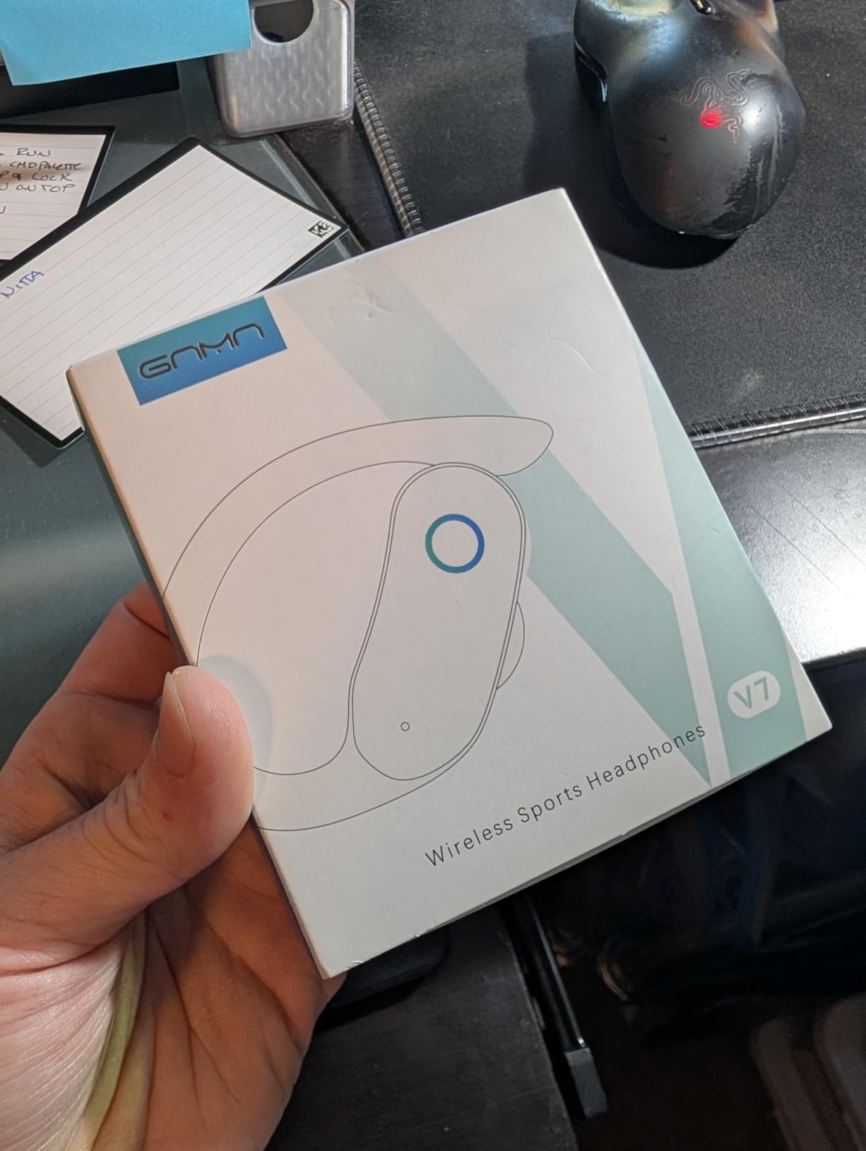 GNMN Active Noise Cancelling Ear Buds Wireless Earbuds 96hrs Playback Bluetooth Headphones Dual Battery Display Stereo Bass Earphones with Earhooks Microphone IPX7 Waterproof Headset for Sports/Gym customer photo 1