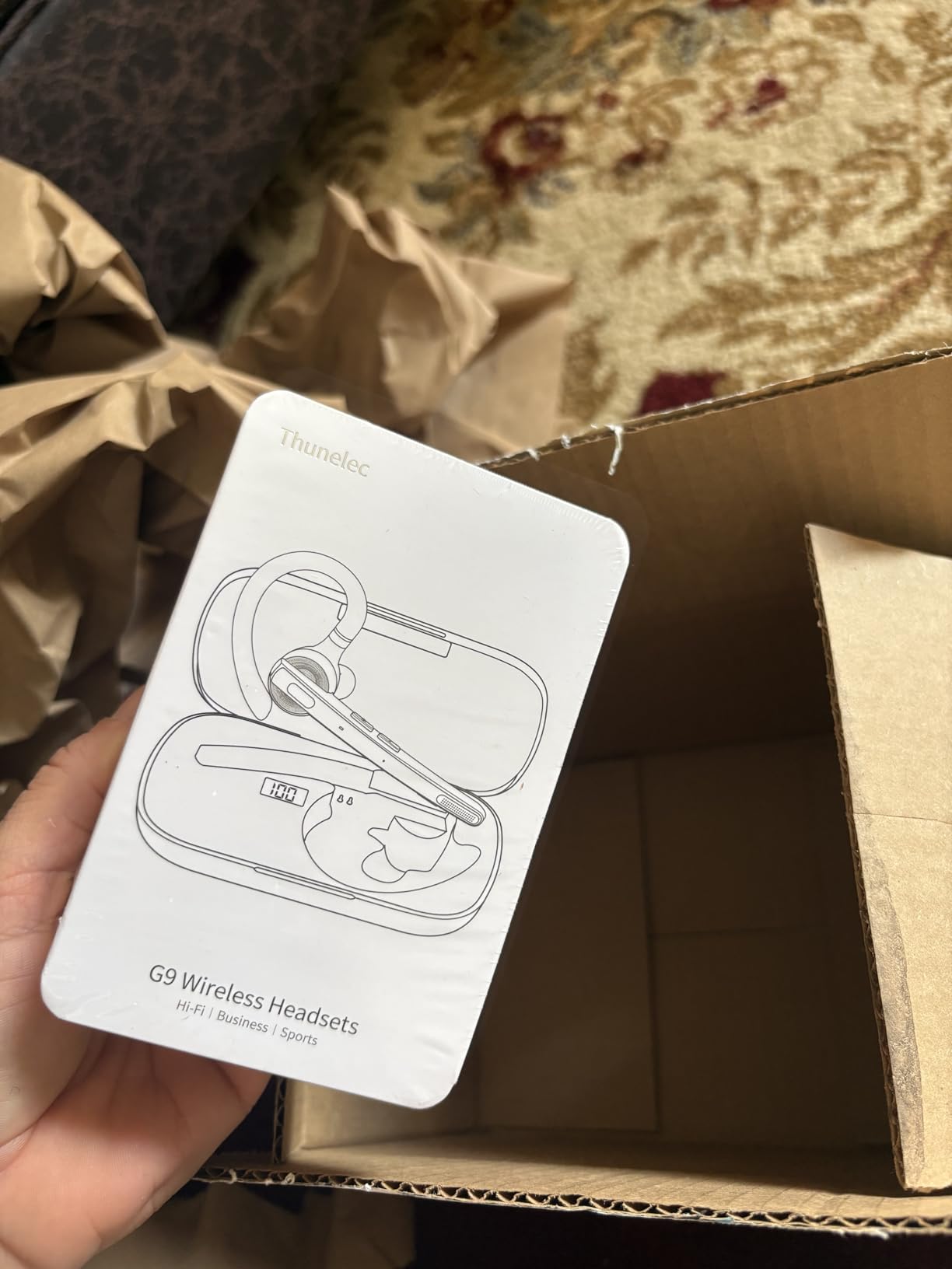 2026 Bluetooth Headset, Wireless Bluetooth 5.3 Earpiece, 90Hrs Single-Ear Headset with APTX HD Audio & Mute Button, Dual Noise Cancelling Mics, Hands Free Headphone for Trucker, Business, Gym, Grey customer photo 2