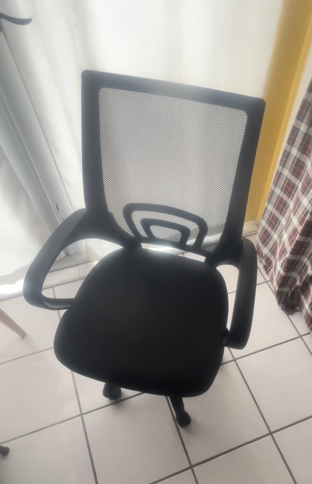 DUMOS Home Office Chair - Ergonomic Mid Back Mesh Desk Chair with Lumbar Support & Rocking Mode, Height Adjustable with Fixed Armrest, for Computer, Gaming, Meeting, 360° Swivel, Black customer photo 1