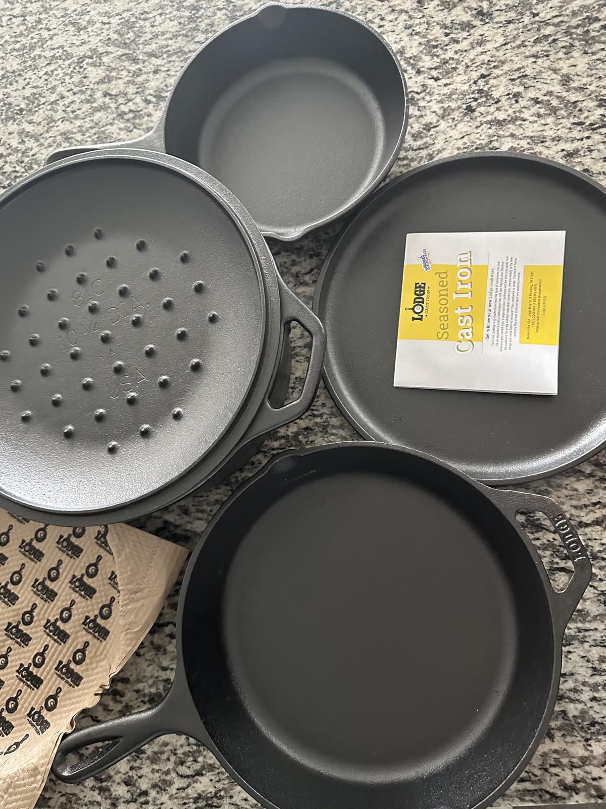 Lodge Cast Iron Set - 5-Piece Set - Pre-Seasoned Kitchen Set - Skillets, Griddle & Dutch Oven Included - PFAS-Free Non-Toxic Cookware customer photo 2