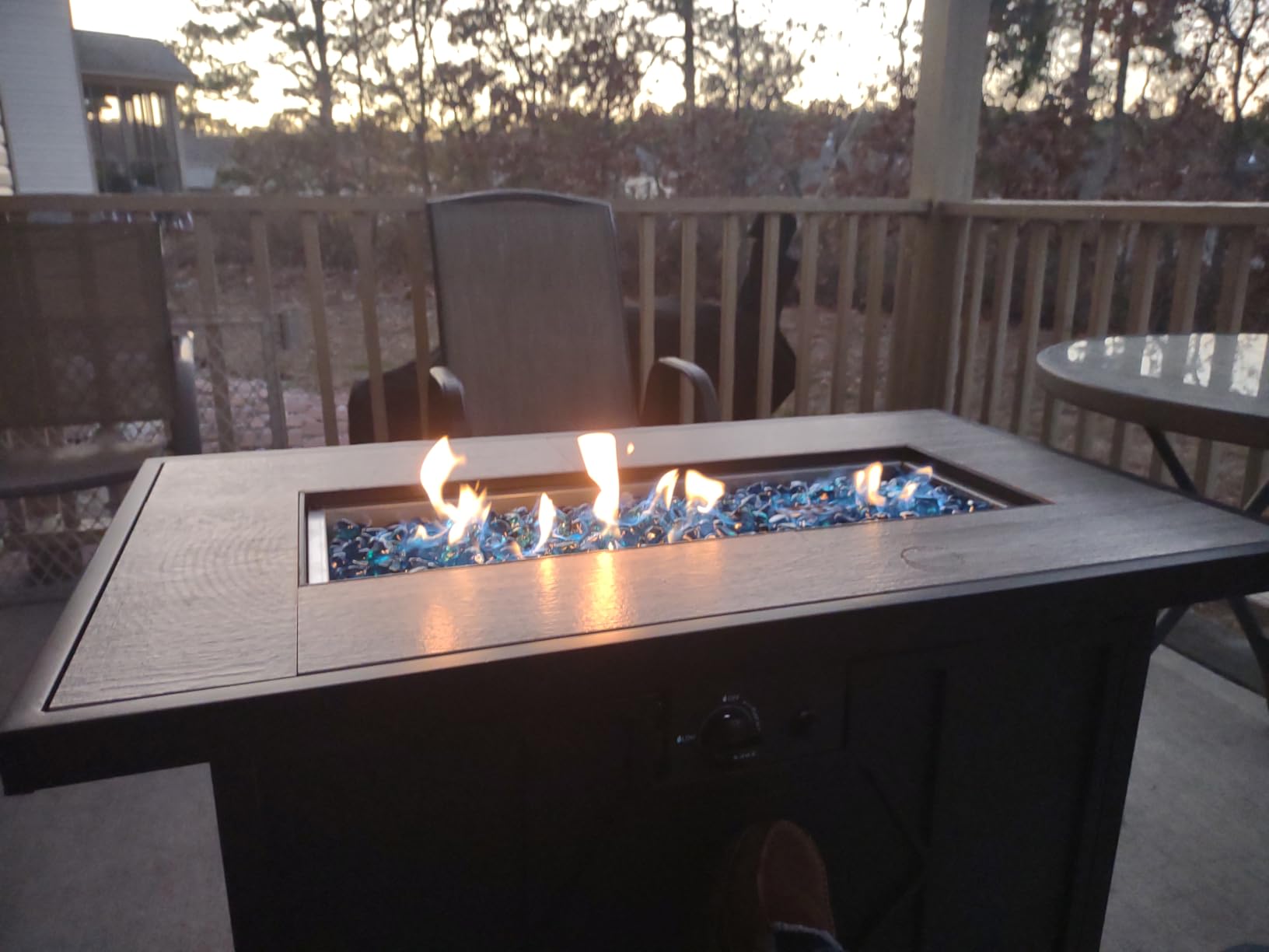 BALI OUTDOORS 42 inch Propane Fire Pit Patio Outdoor Fire Pit Table Large Black Firepits for Outside Rectangular customer photo 1