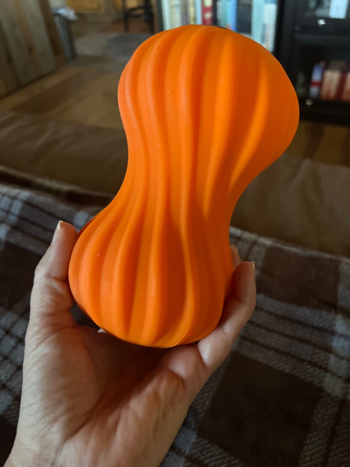 Zyllion Vibrating Peanut Massage Ball with 4 Modes - Cordless Rechargeable Electric Deep Tissue Massager Roller for Muscle Pain Relief, Orange, ZMA-30 customer photo 1