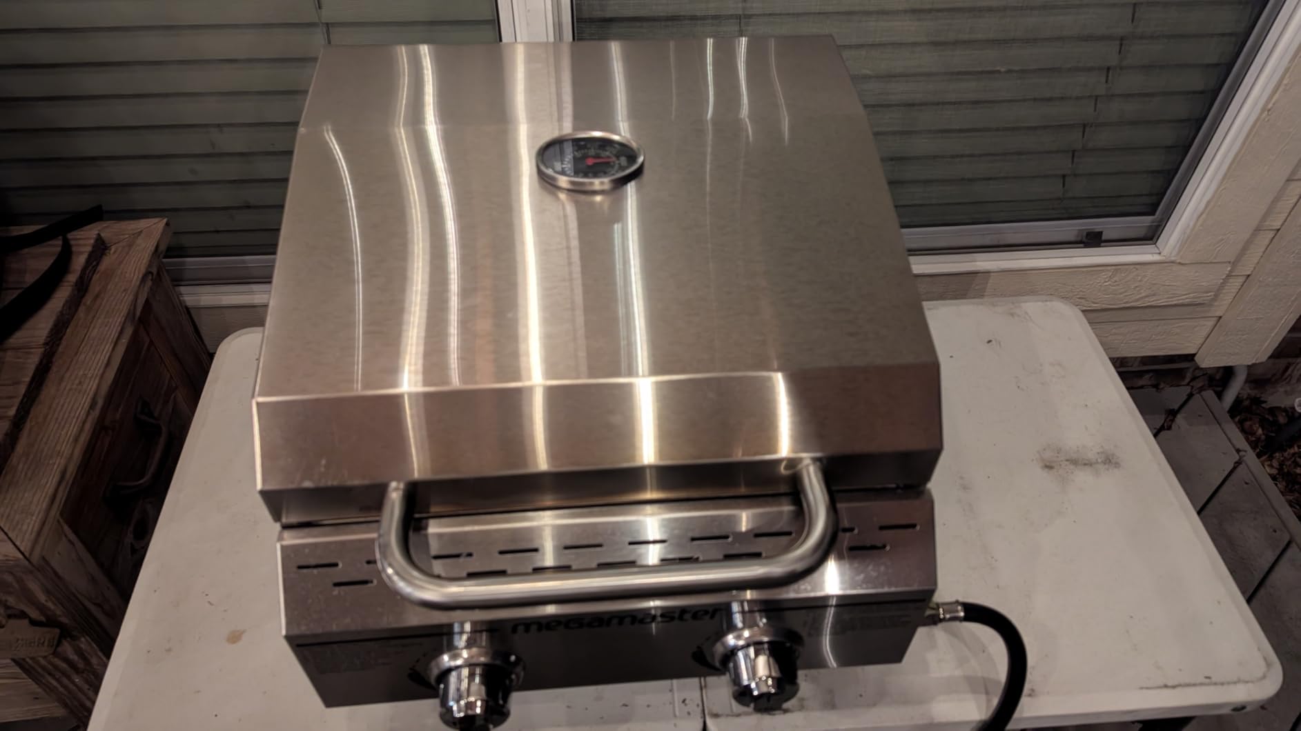 Megamaster 2-Burner Stainless Steel Portable Gas Grill with Built-In Lid, 16,000 BTUs, Foldable Legs, Small Propane Grill for Outdoor Cooking, Camping, Tailgating - 820-0033M customer photo 1