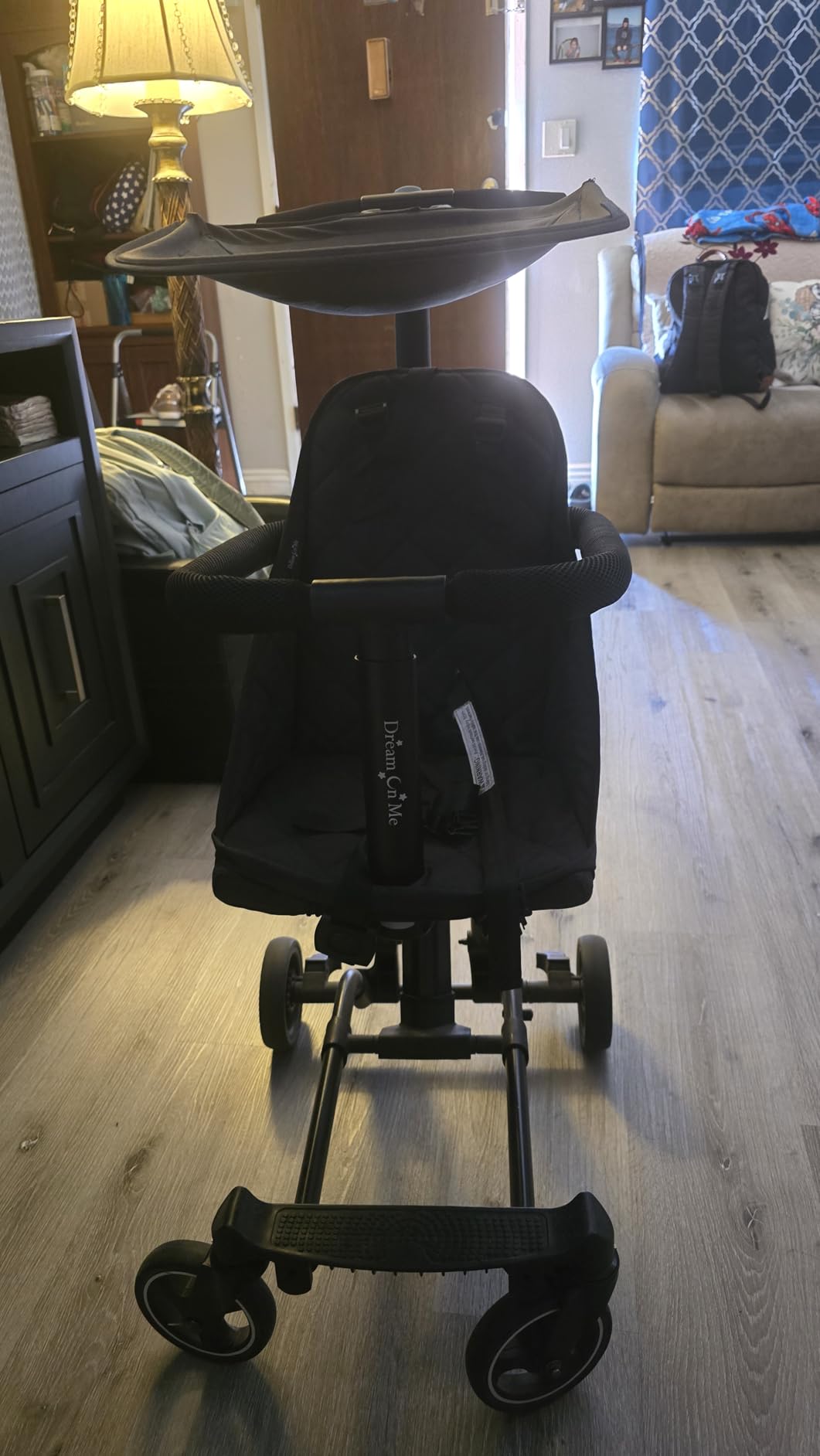 Dream On Me Coast Rider Travel Stroller, Lightweight & Compact Baby Stroller, Theme Park Approved, Book-Folding Design, Adjustable Handle, Soft-Ride Wheels, Converts to Rider & Scooter - Black customer photo 1