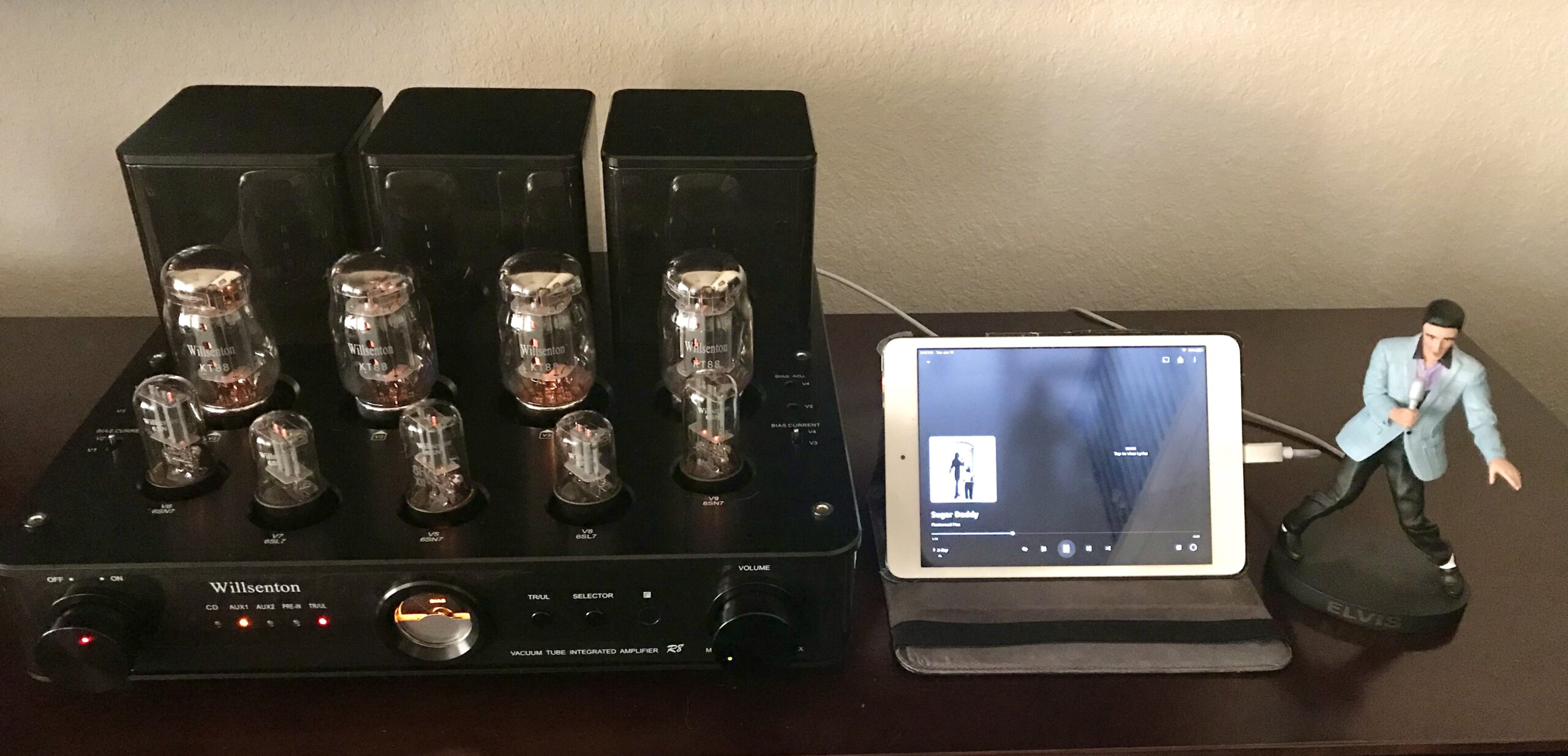 R8 KT88 x4 Tube Amplifier Hi-Fi Integrated Vacuum Tube Amp with Headphone Output KT88, EL34 Replaceable (Black) customer photo 2