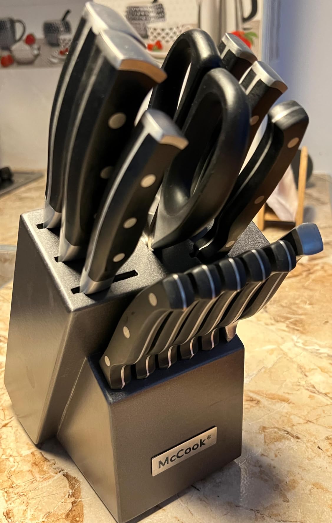McCook Knife Sets, German Stainless Steel Kitchen Knife Block Set with Built-in Sharpener customer photo 2