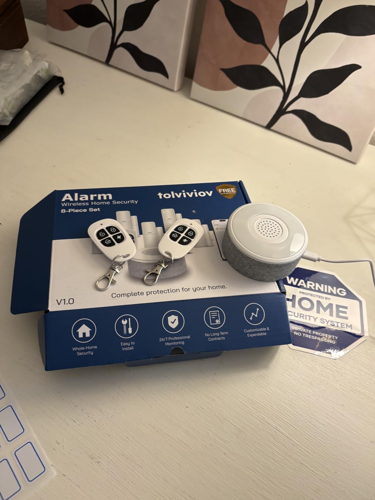 WiFi Door Alarm System, Wireless DIY Smart Home Security System, with Phone APP Alert, 8 Pieces-Kit (Alarm Siren, Door Window Sensor, Remote), Work with Alexa, for House, Apartment, by tolviviov customer photo 1