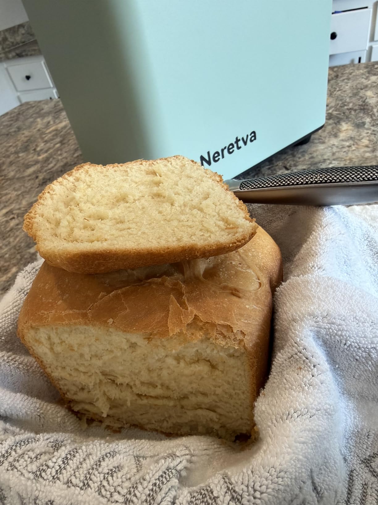 Neretva Bread Maker, 20-IN-1 2LB Bread Machine Dual Heater Bread Maker Machine Automatic with Nonstick Ceramic Pan, 15H Timer & 1H Keep Warm Set, Low Noise, Stainless Steel Breadmaker Recipe-Green customer photo 1