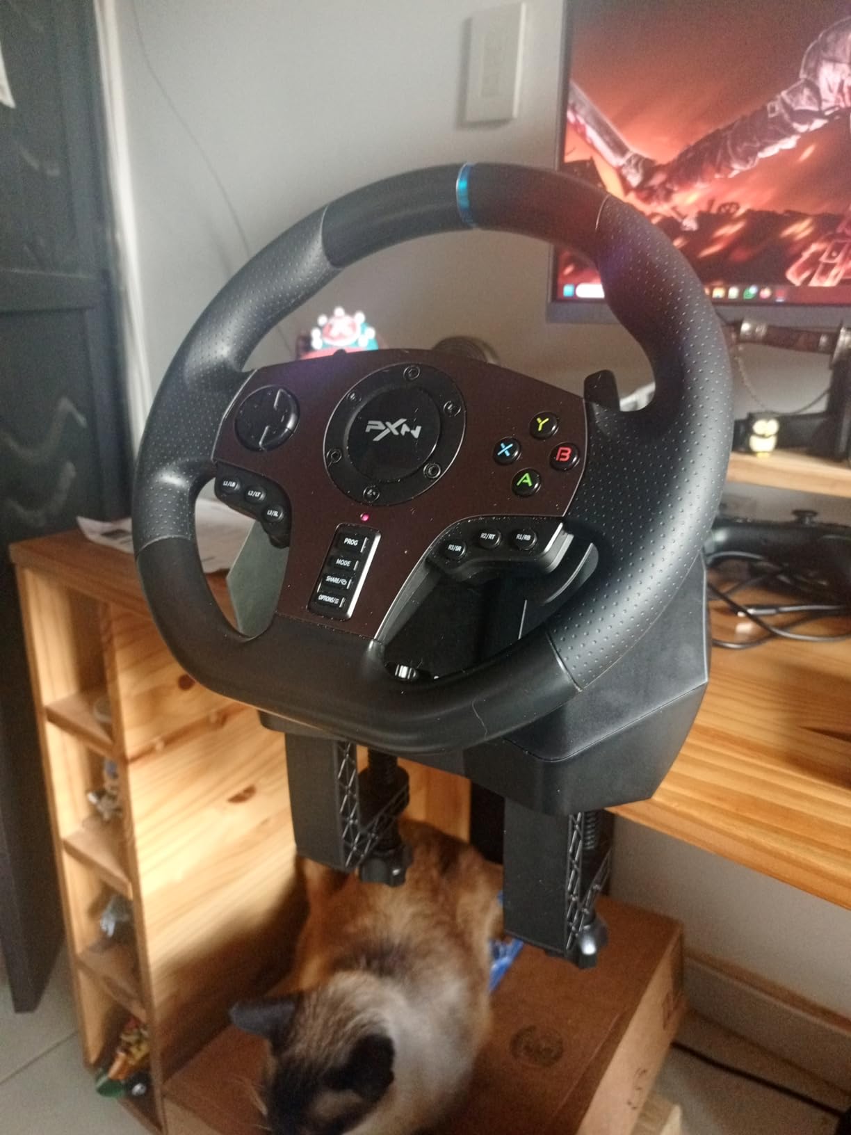 PXN V9 Steering Wheel for PC, PS4, Xbox, Switch - Universal Usb Sim Racing Wheel, APP, 270/900° Adjustable, 3 Pedals & Shifter Full Bundle(Black) customer photo 2